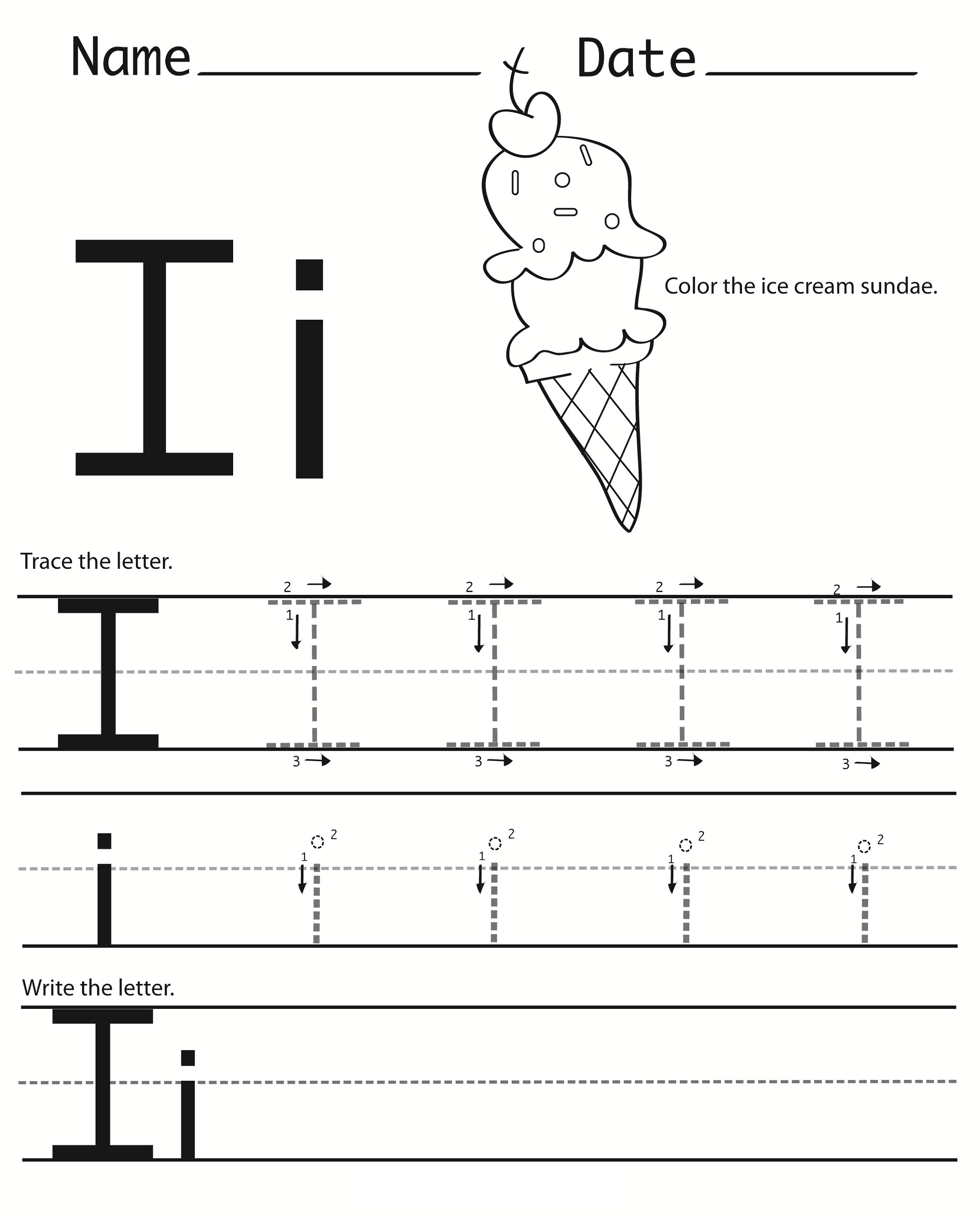 letter i worksheet free