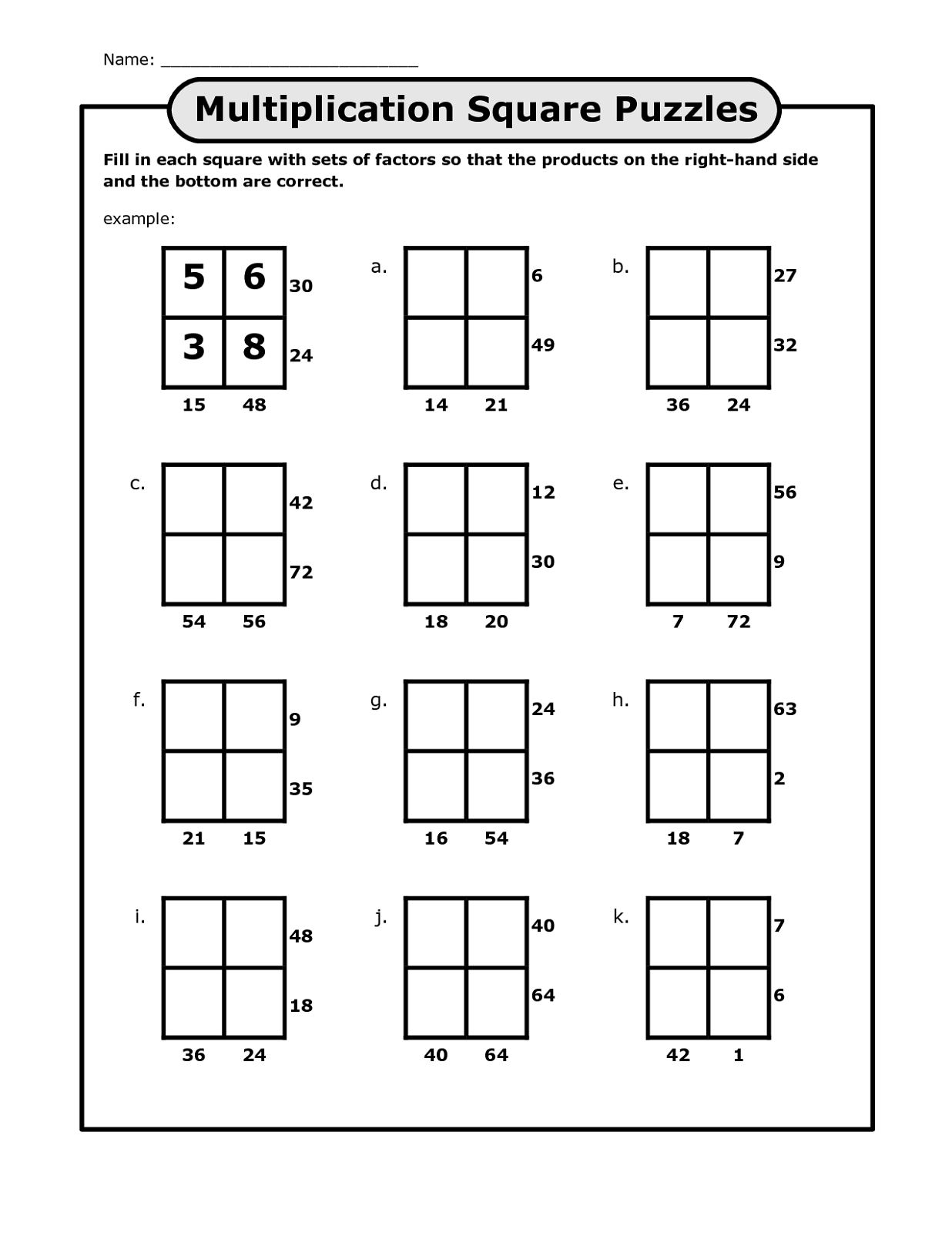 Free Printable Math Puzzles