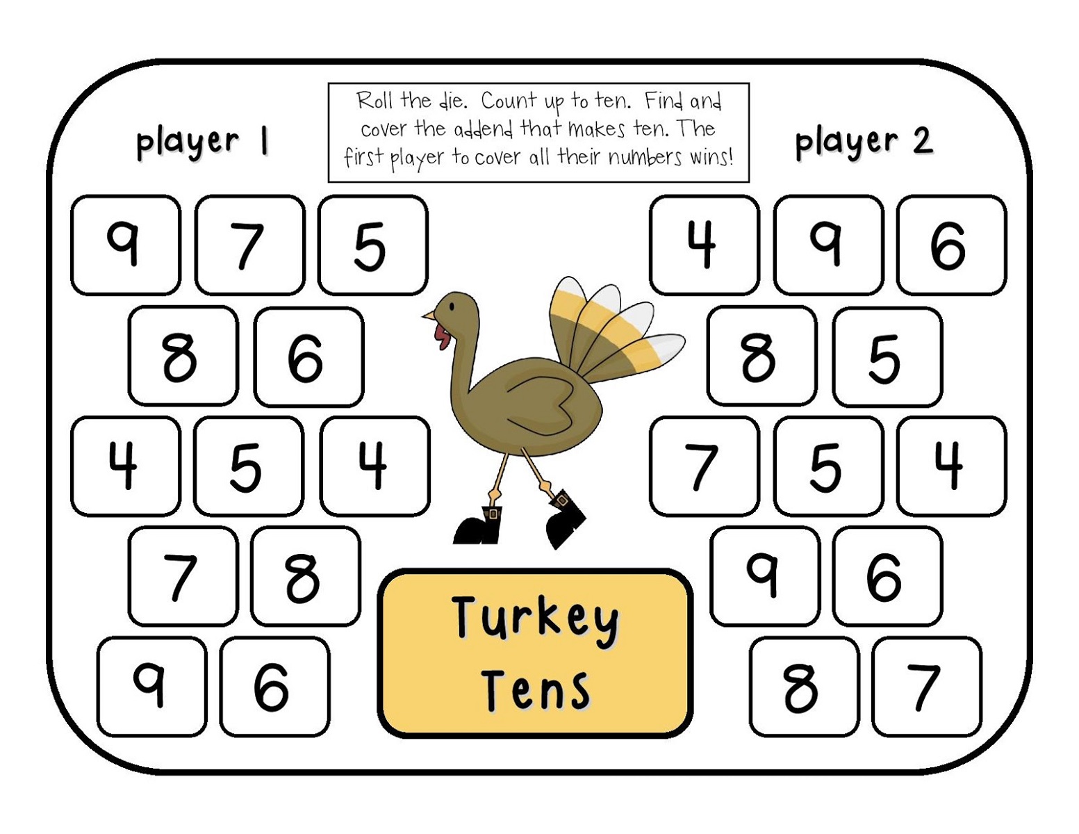 printable math games turkey