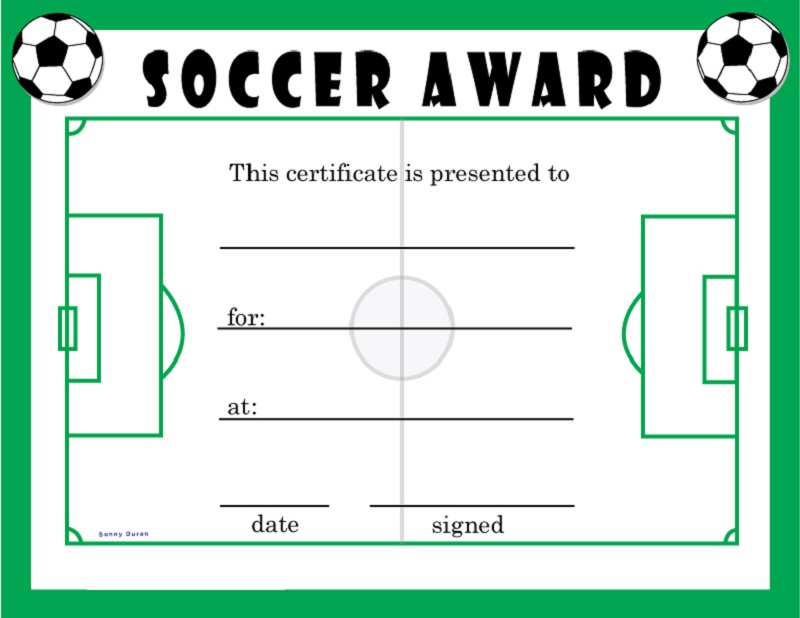 soccer award certificates green