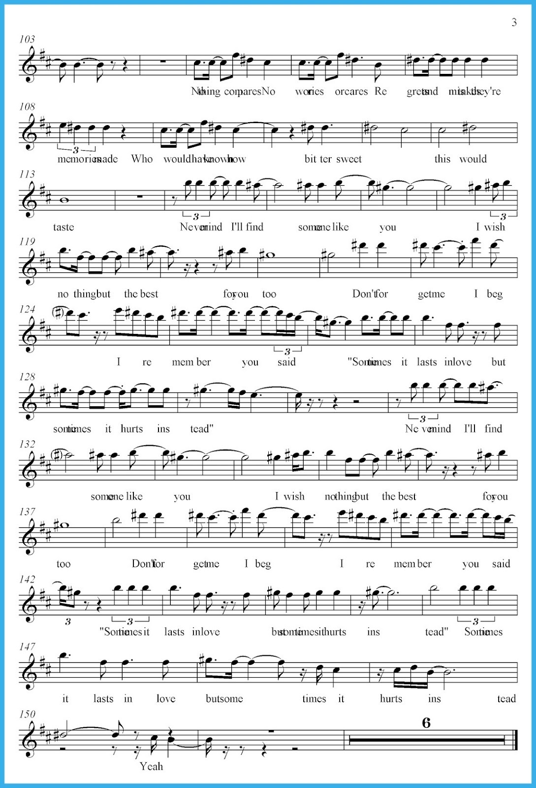 Someone Like You Music Sheets | Activity Shelter