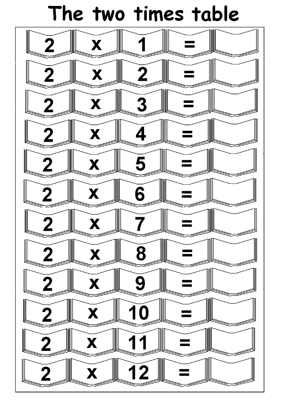 2 times table worksheet for math