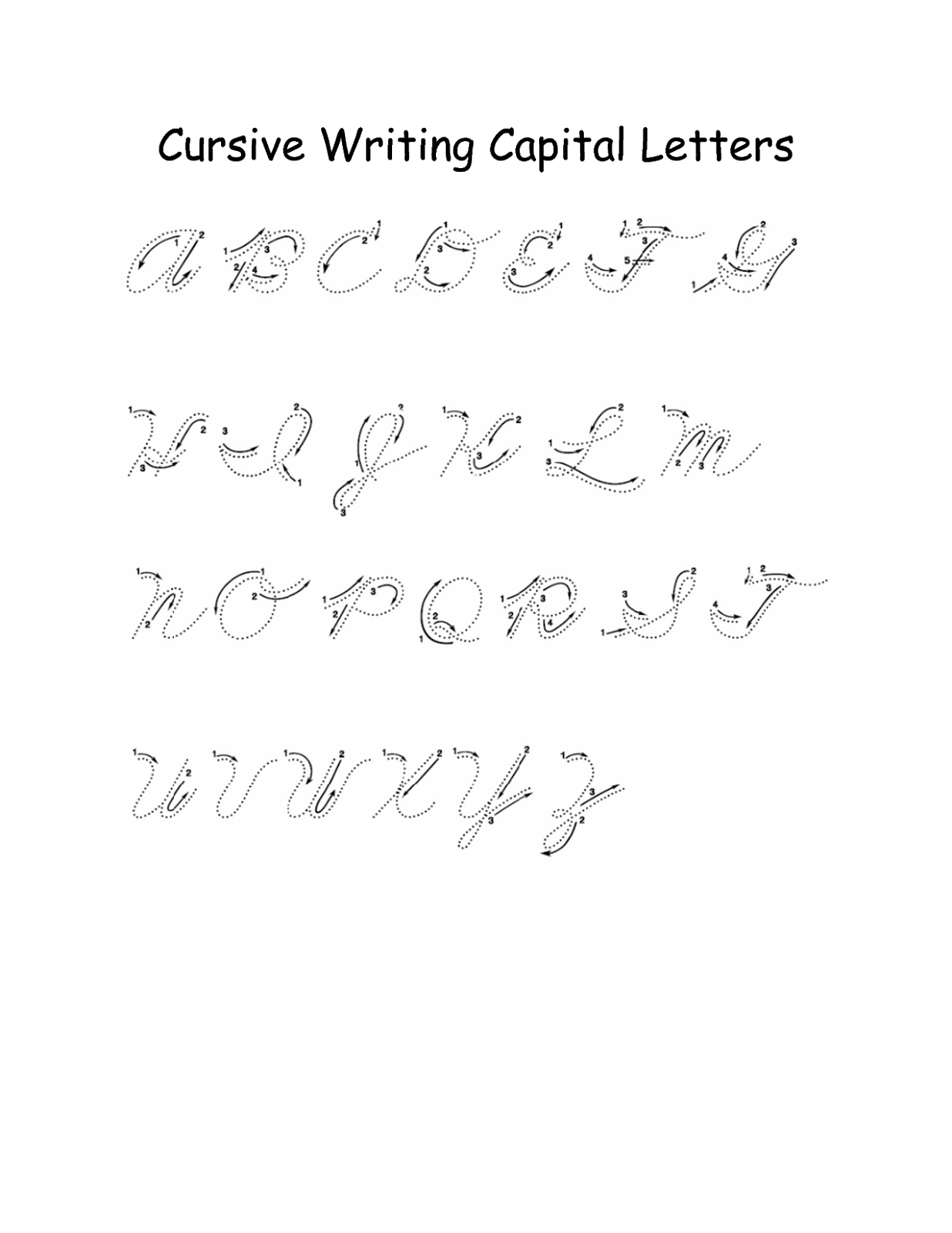 Cursive writing alphabet capital letters cursive