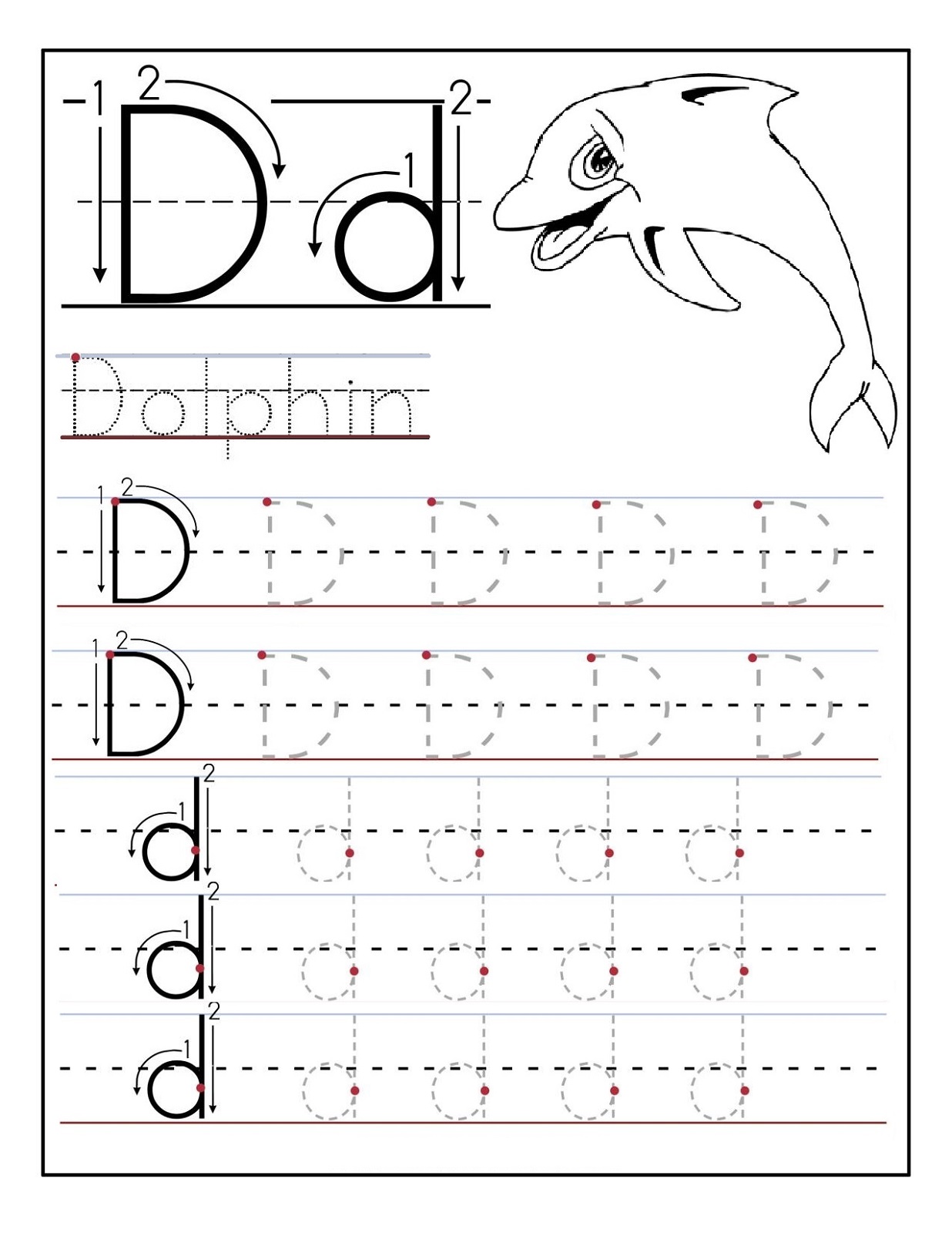 alphabet worksheets free dolphin