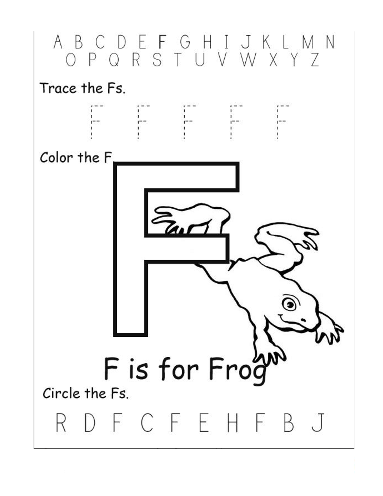 alphabet worksheets free frog