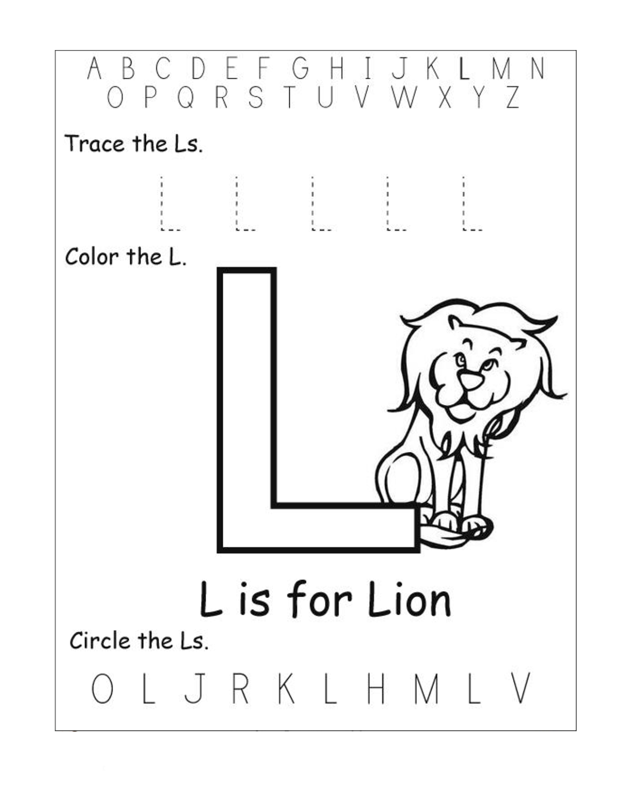 alphabet worksheets free lion