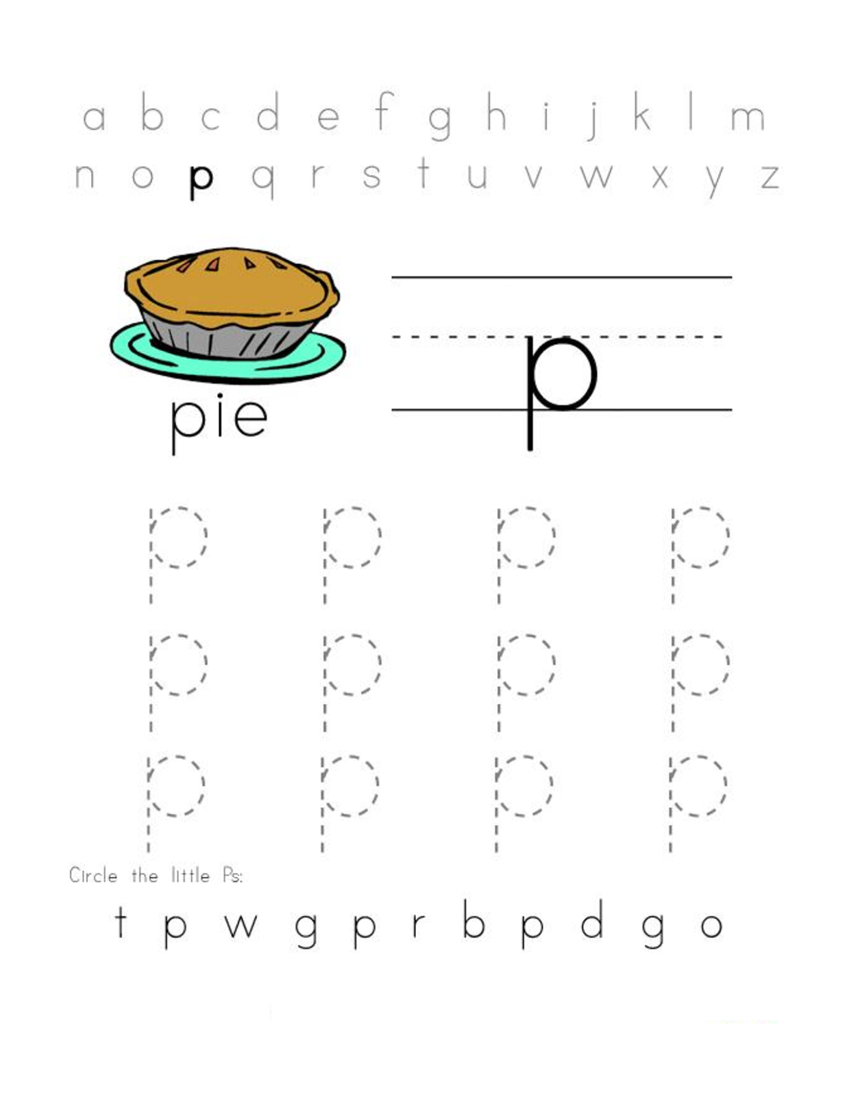 alphabet worksheets free pie
