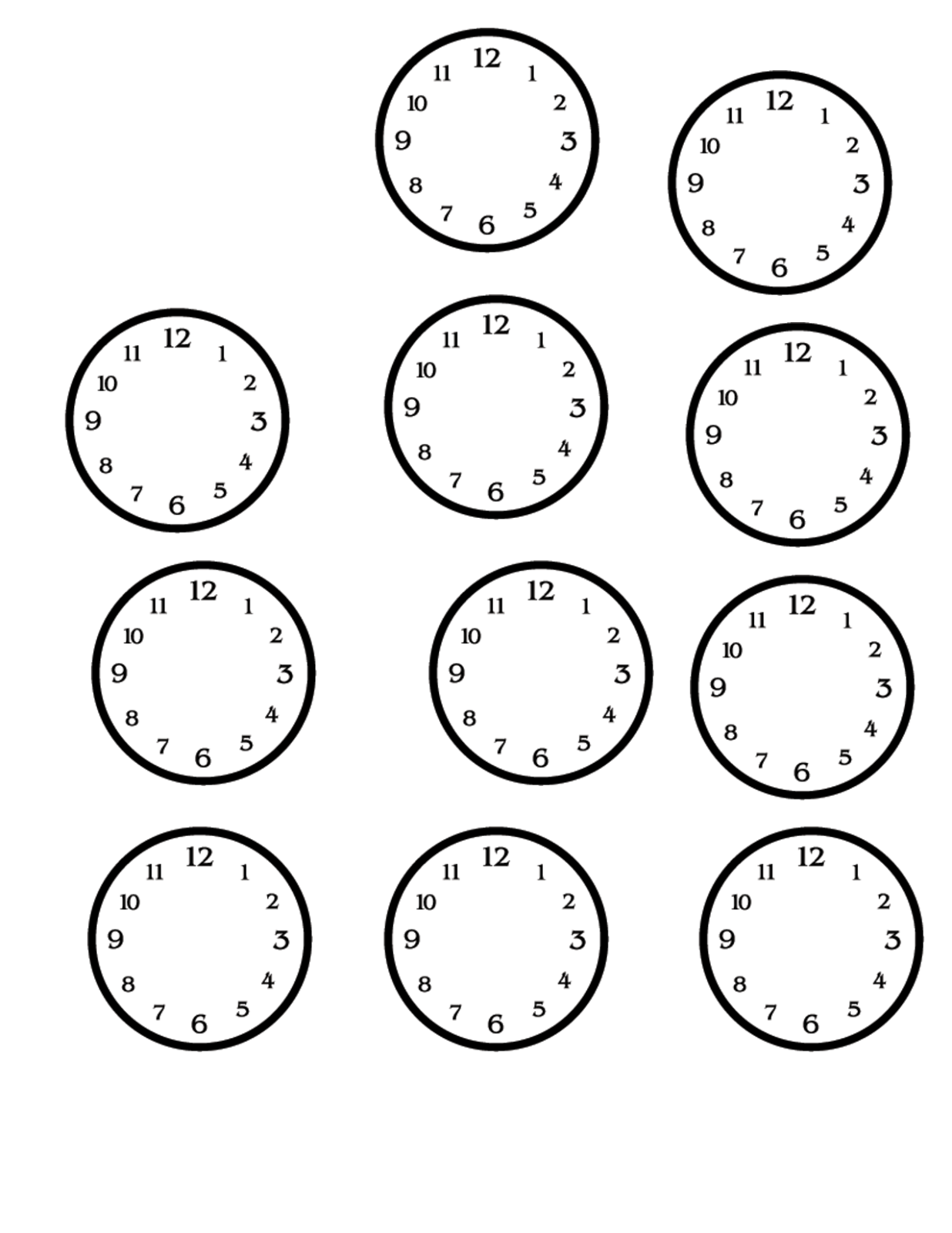 blank clock face worksheet