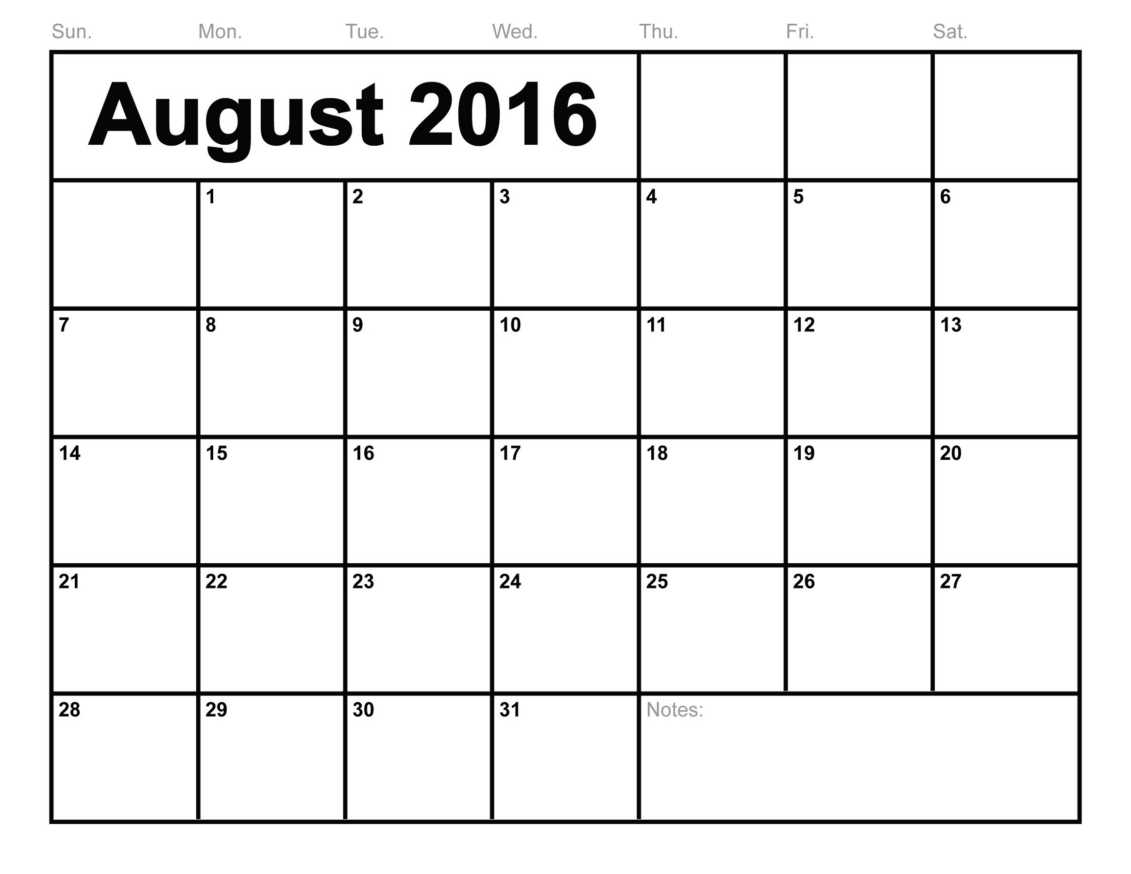 calendar 2016 printable template