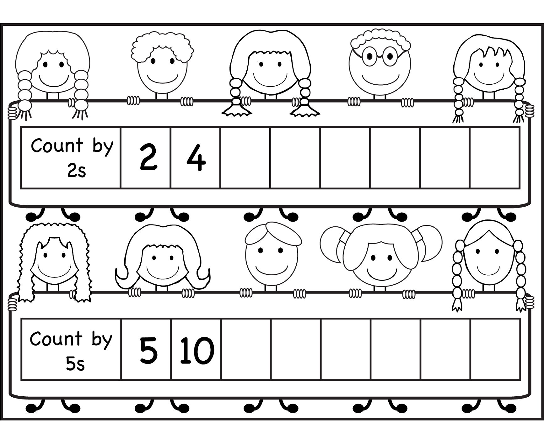 count by 2s worksheet for school
