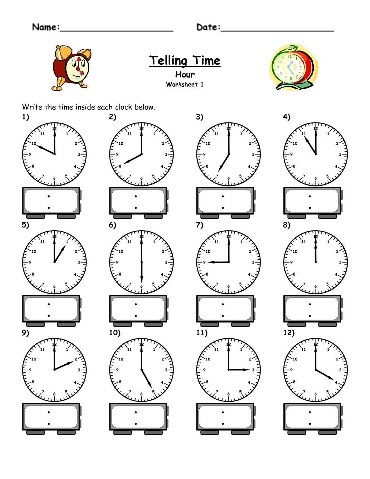 easy elapsed time worksheet for school