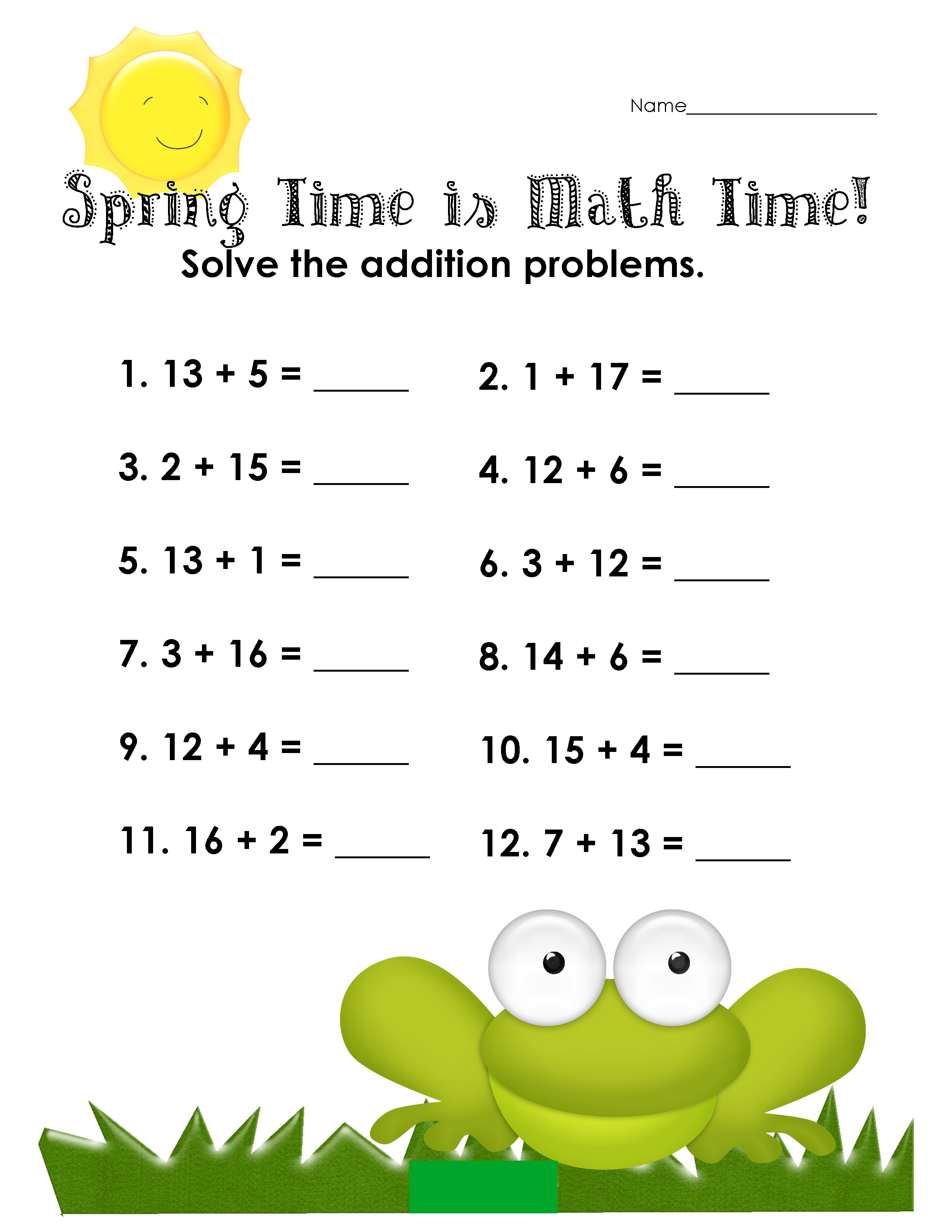 fun sheets for math for kids