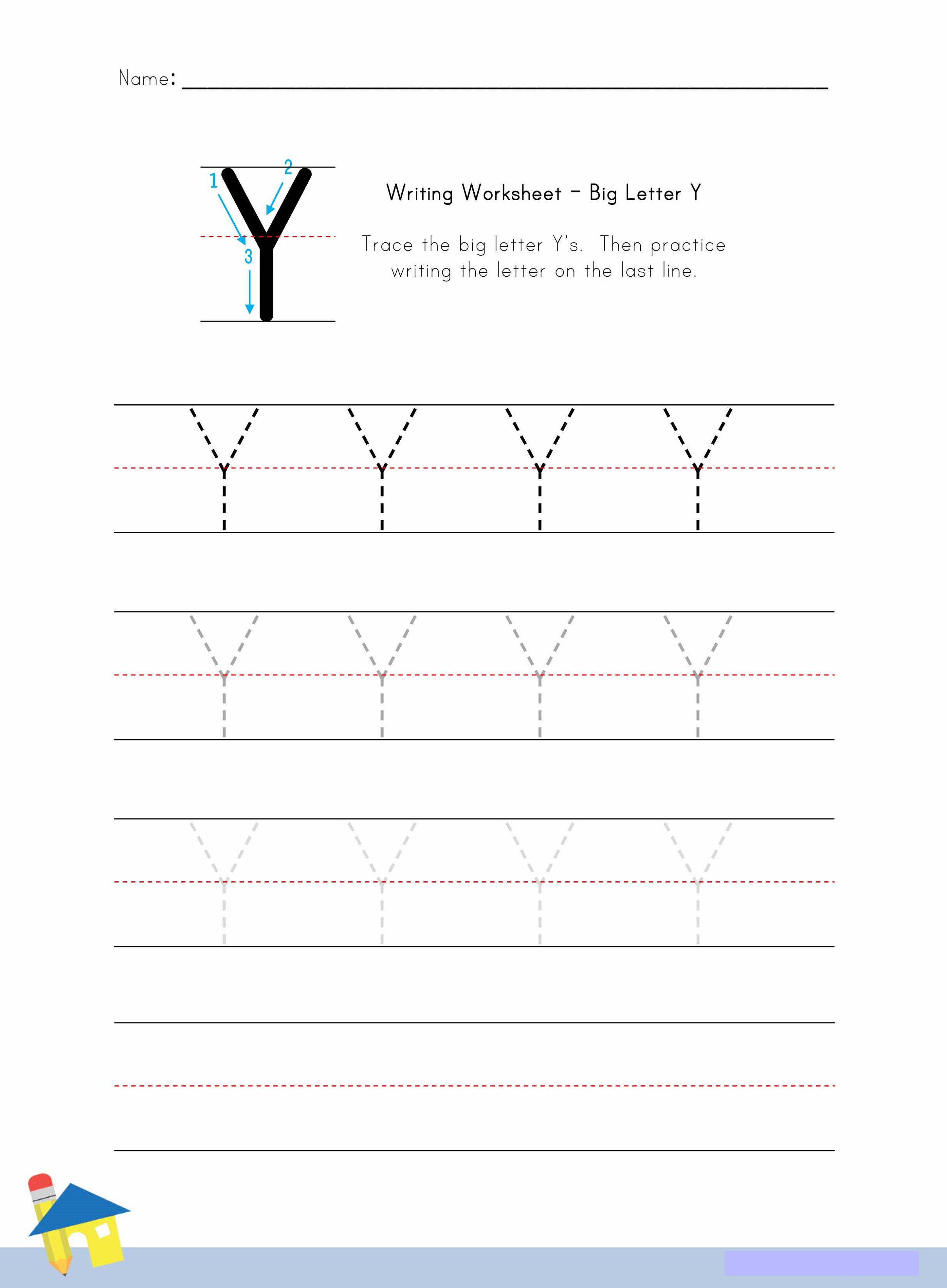 letter y worksheet for beginners