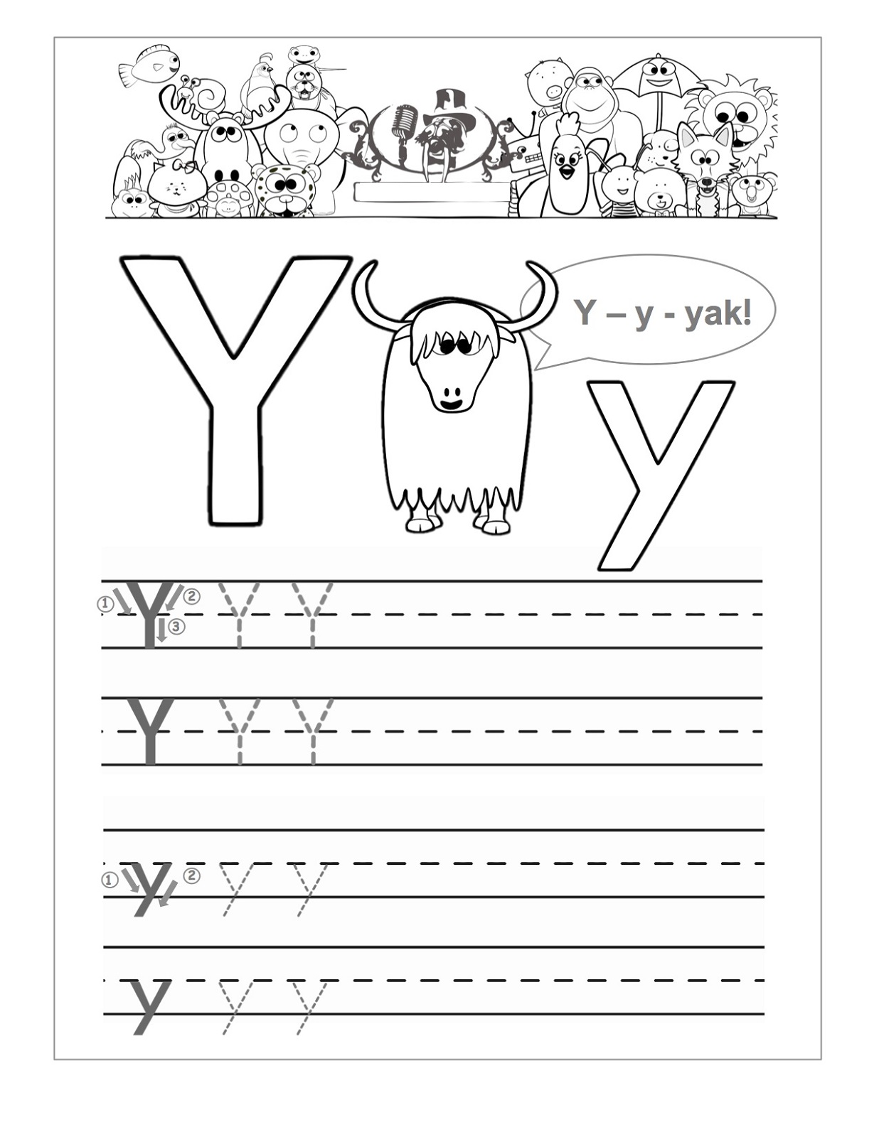 letter y worksheet for kids