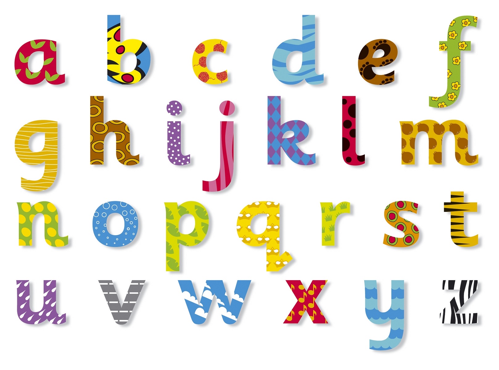 lower case alphabet colorful
