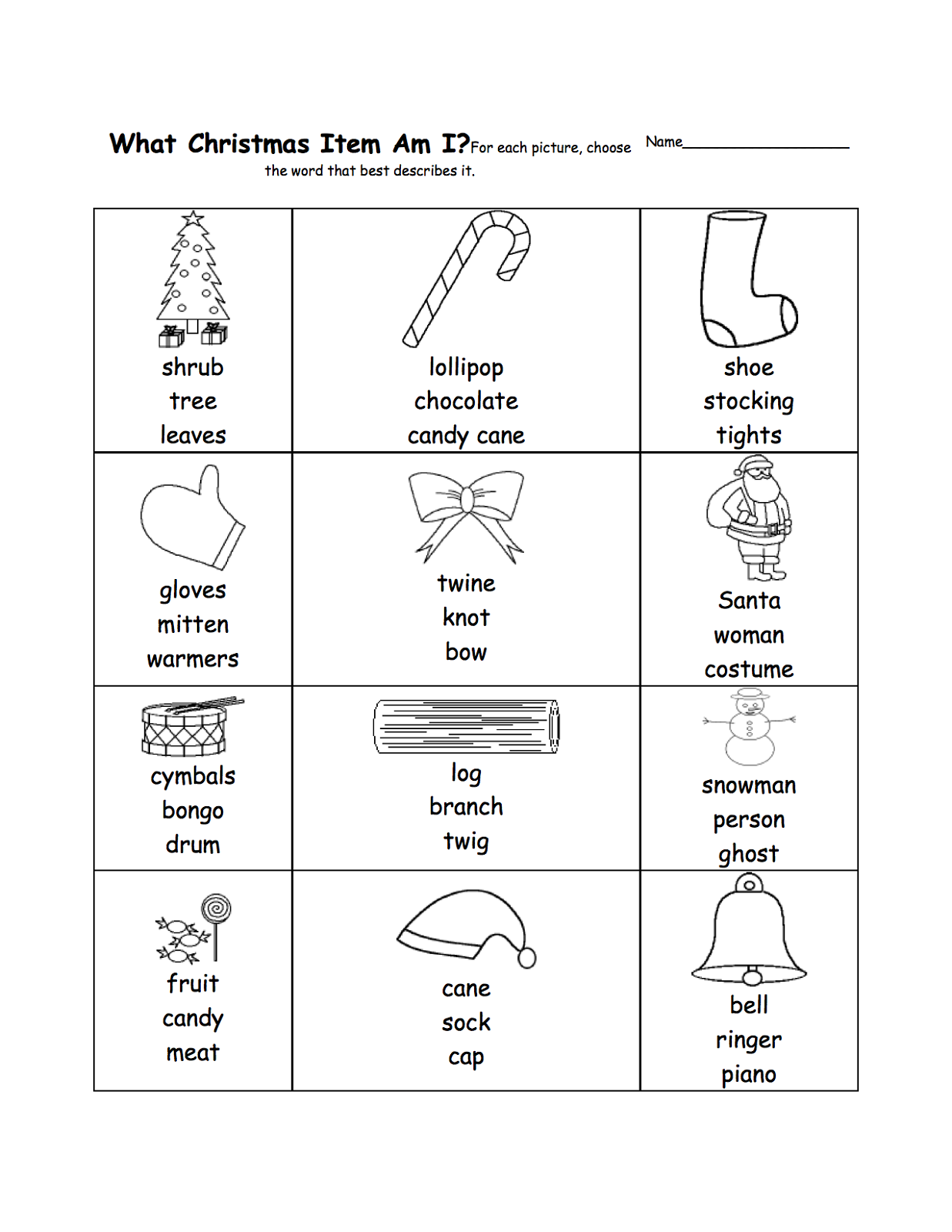 math analogies worksheet christmas