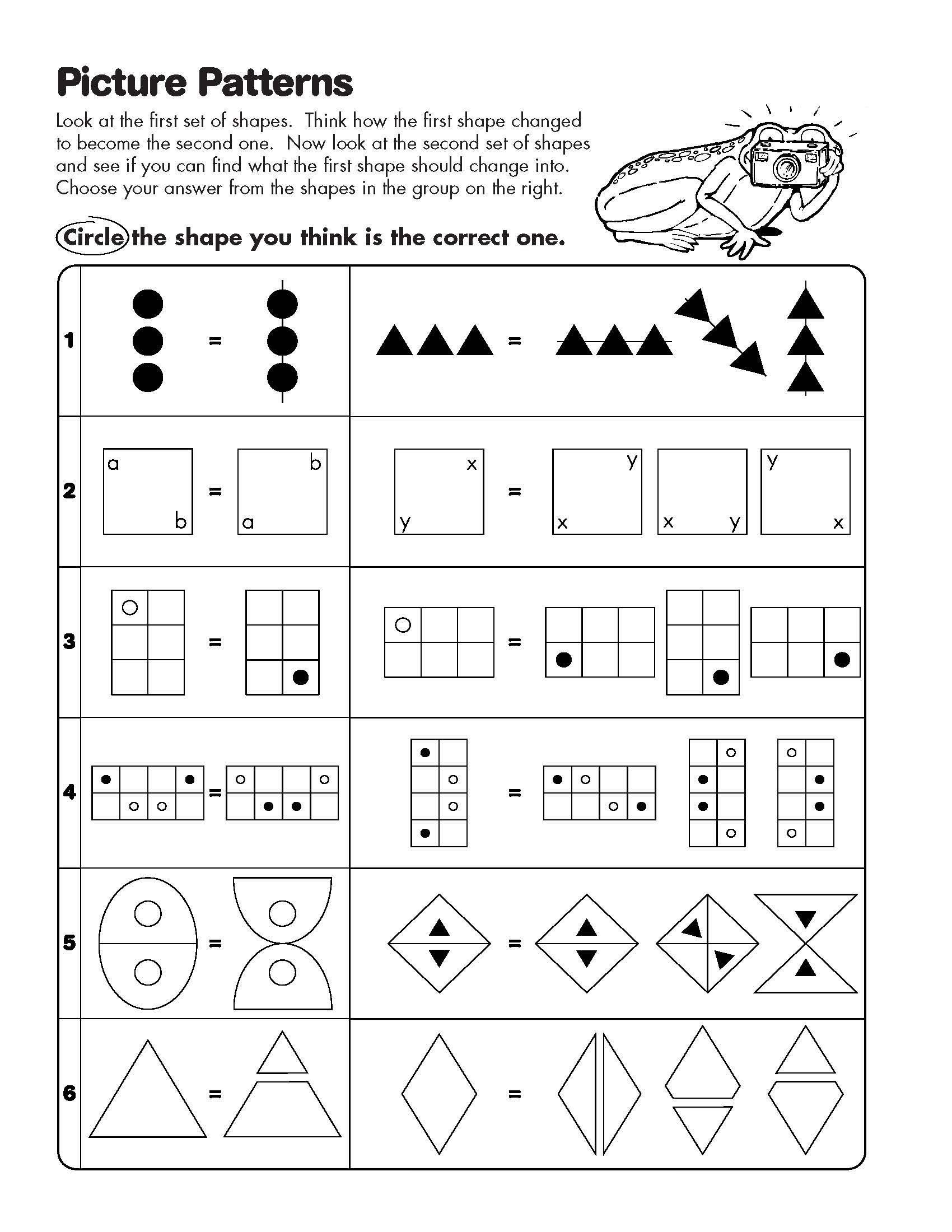 math analogies worksheet pattern