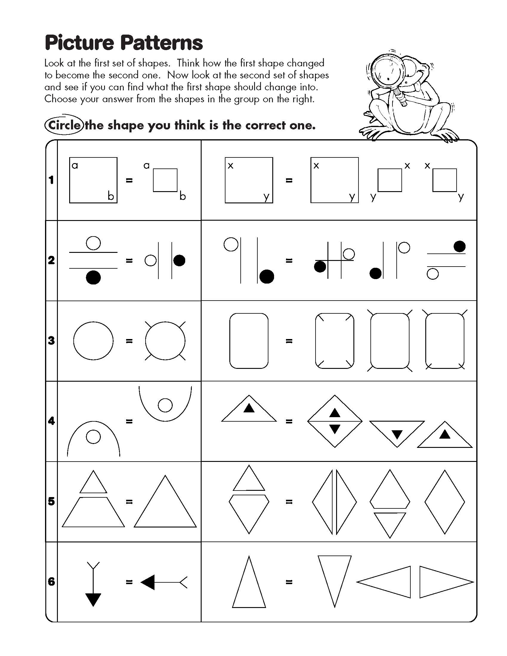 math analogies worksheet with pictures