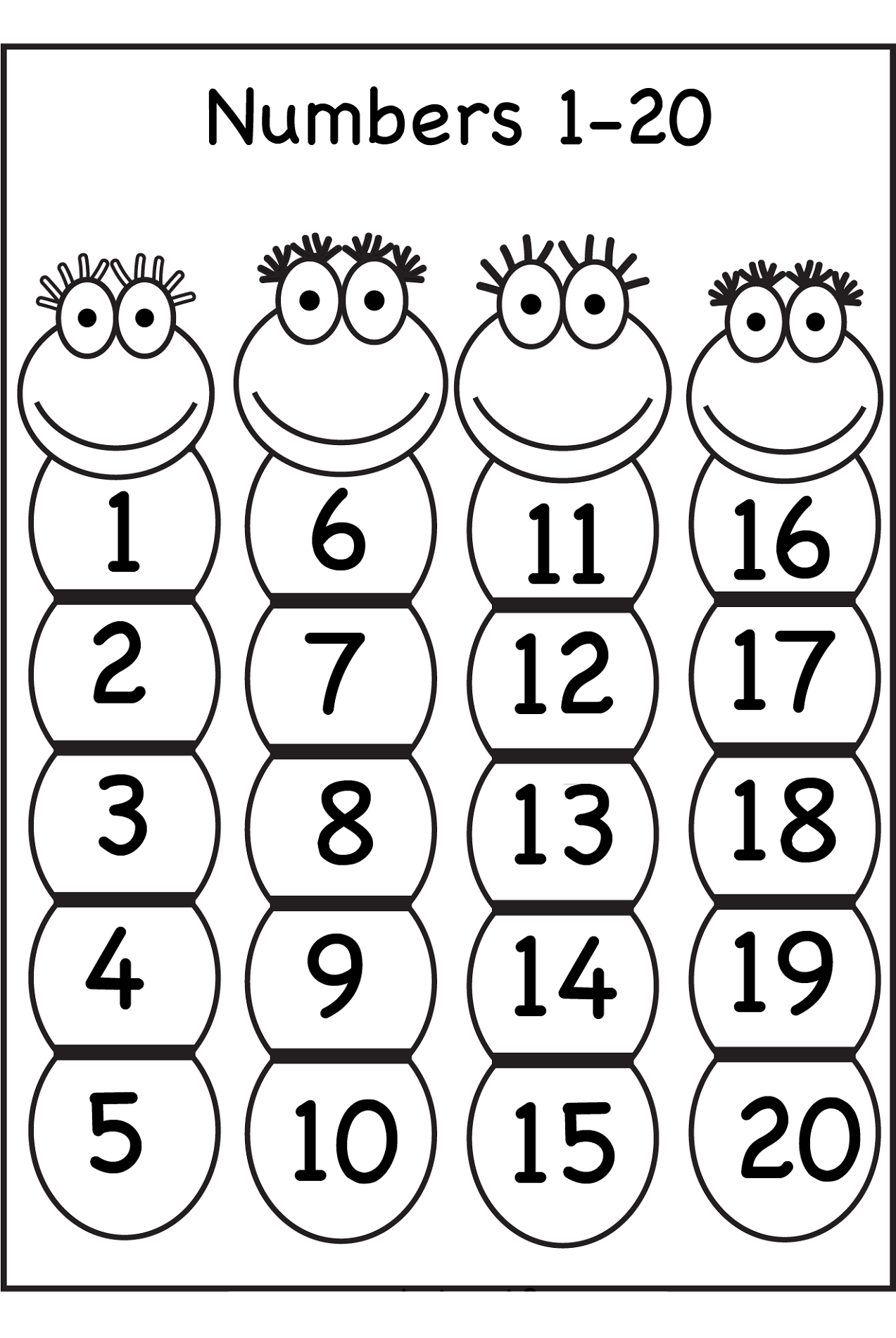 number 20 worksheet for kindergarten