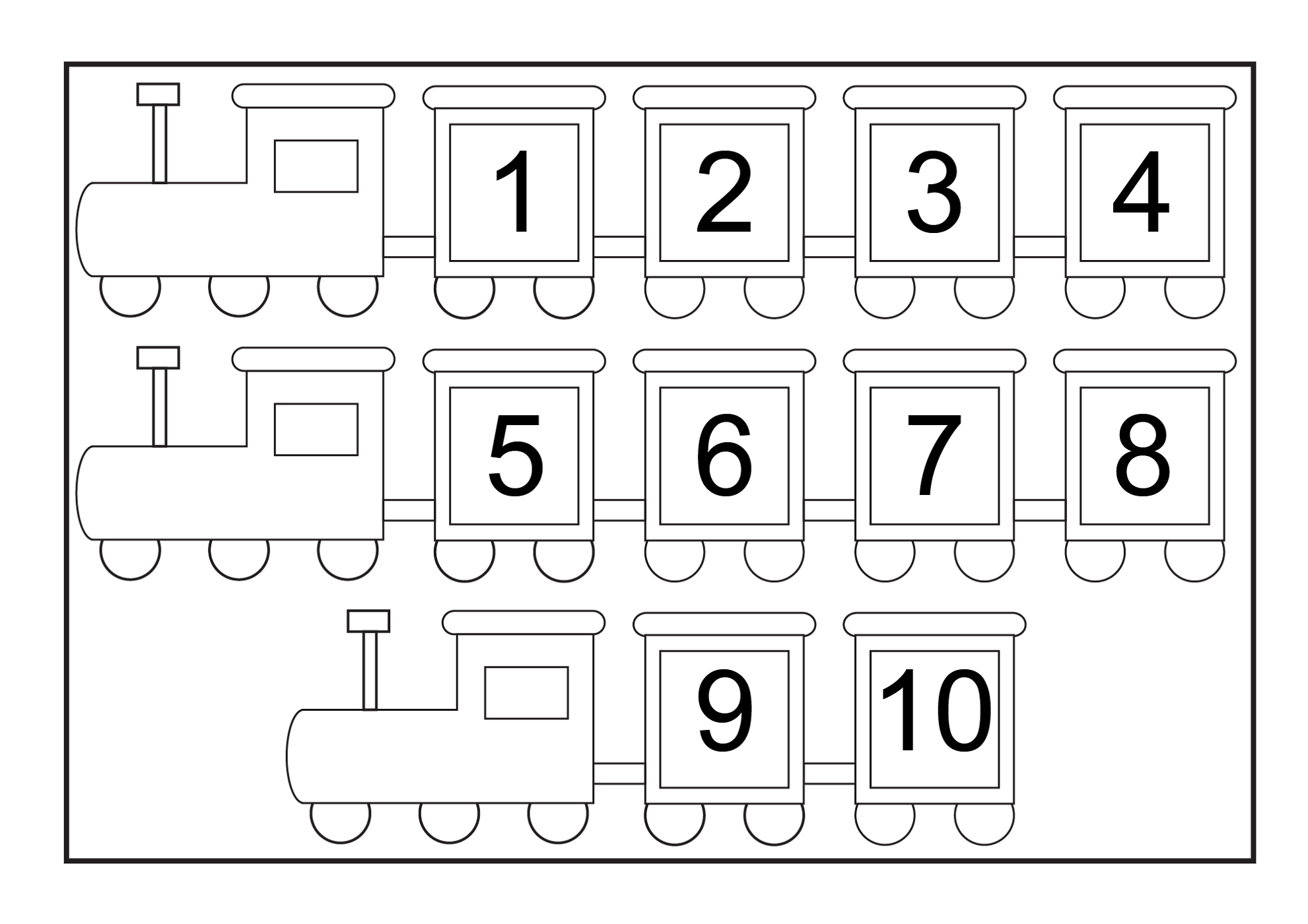 number chart 1-10 train