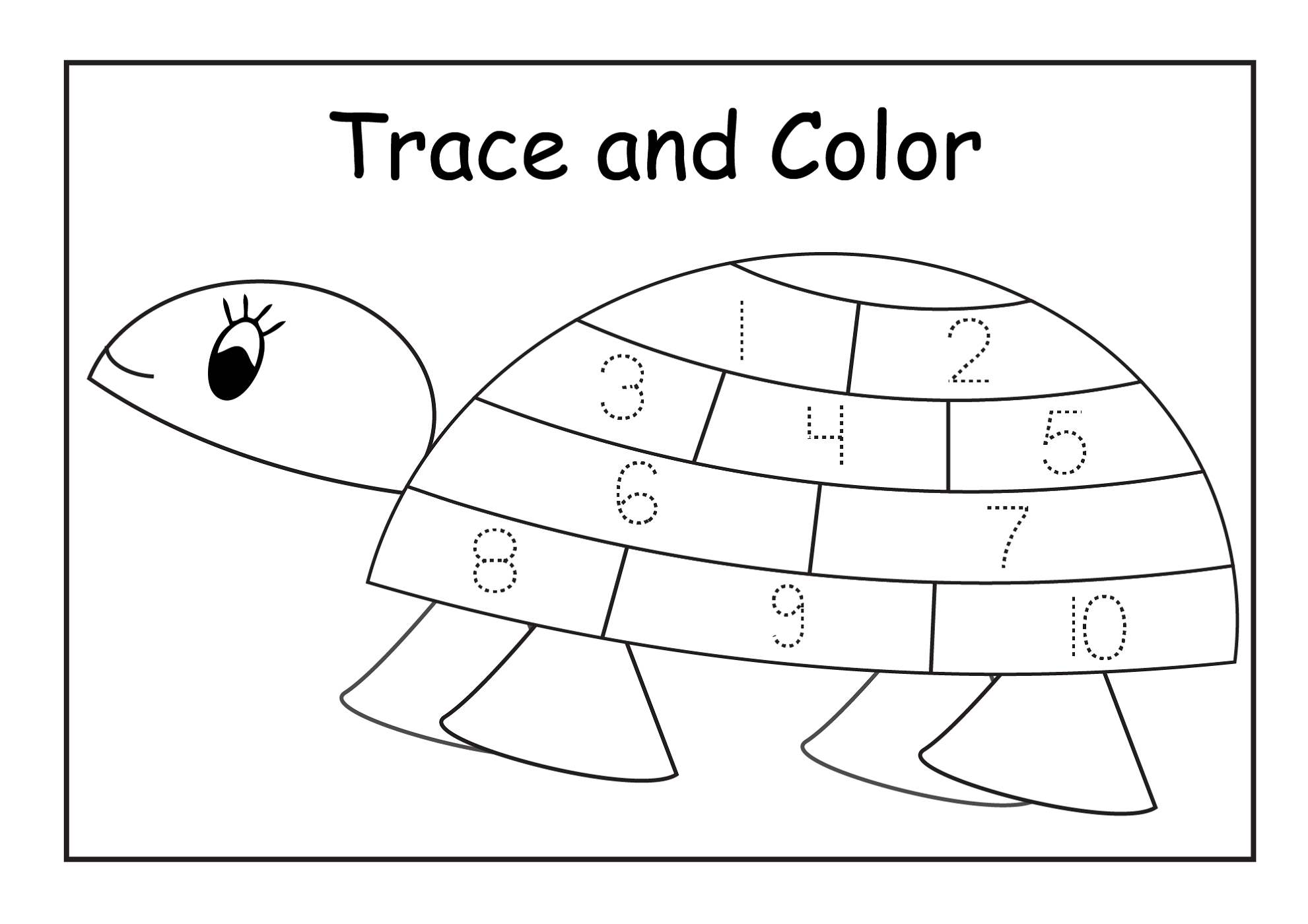 number chart 1-10 turtle