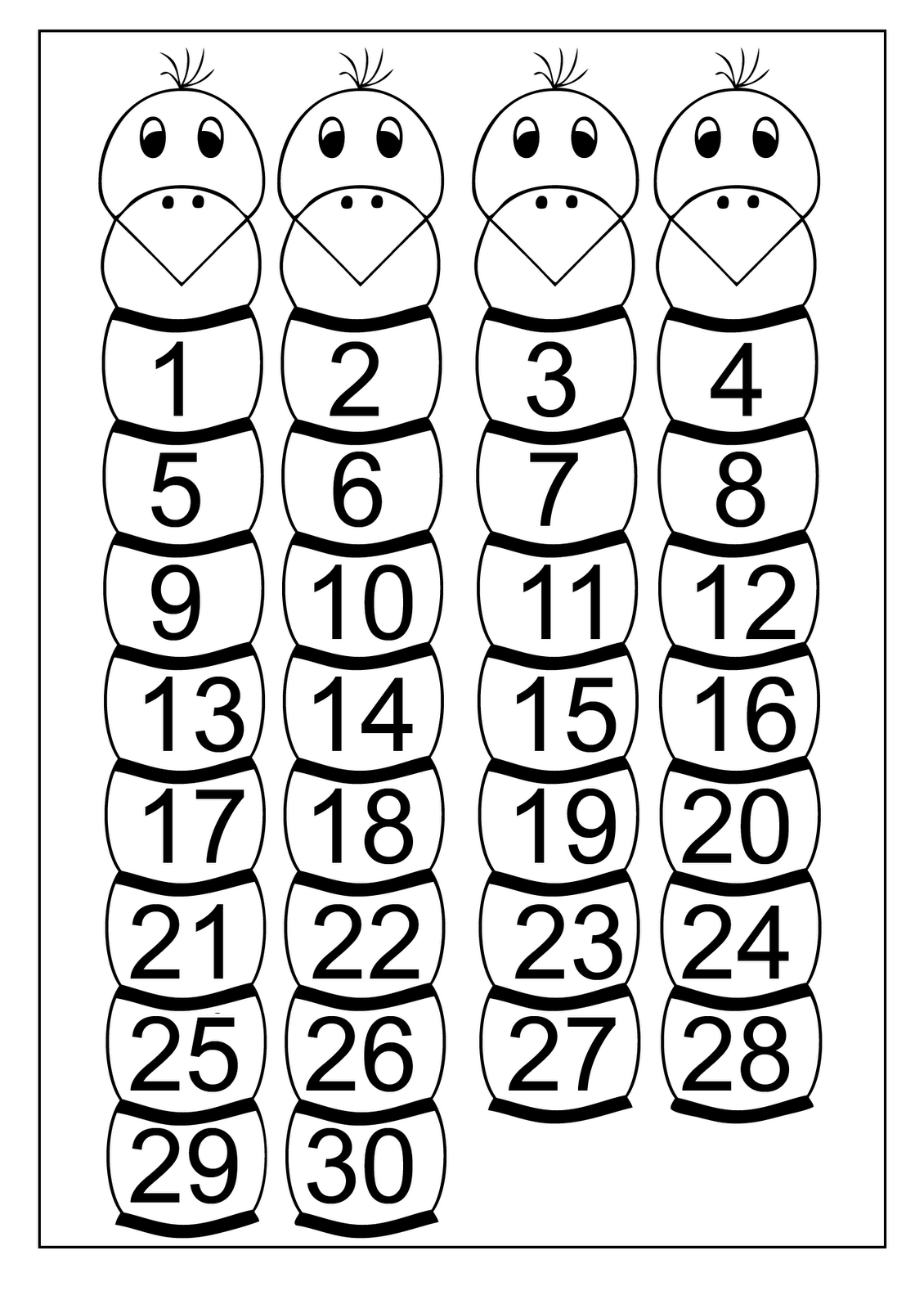 number chart 1-30 printable