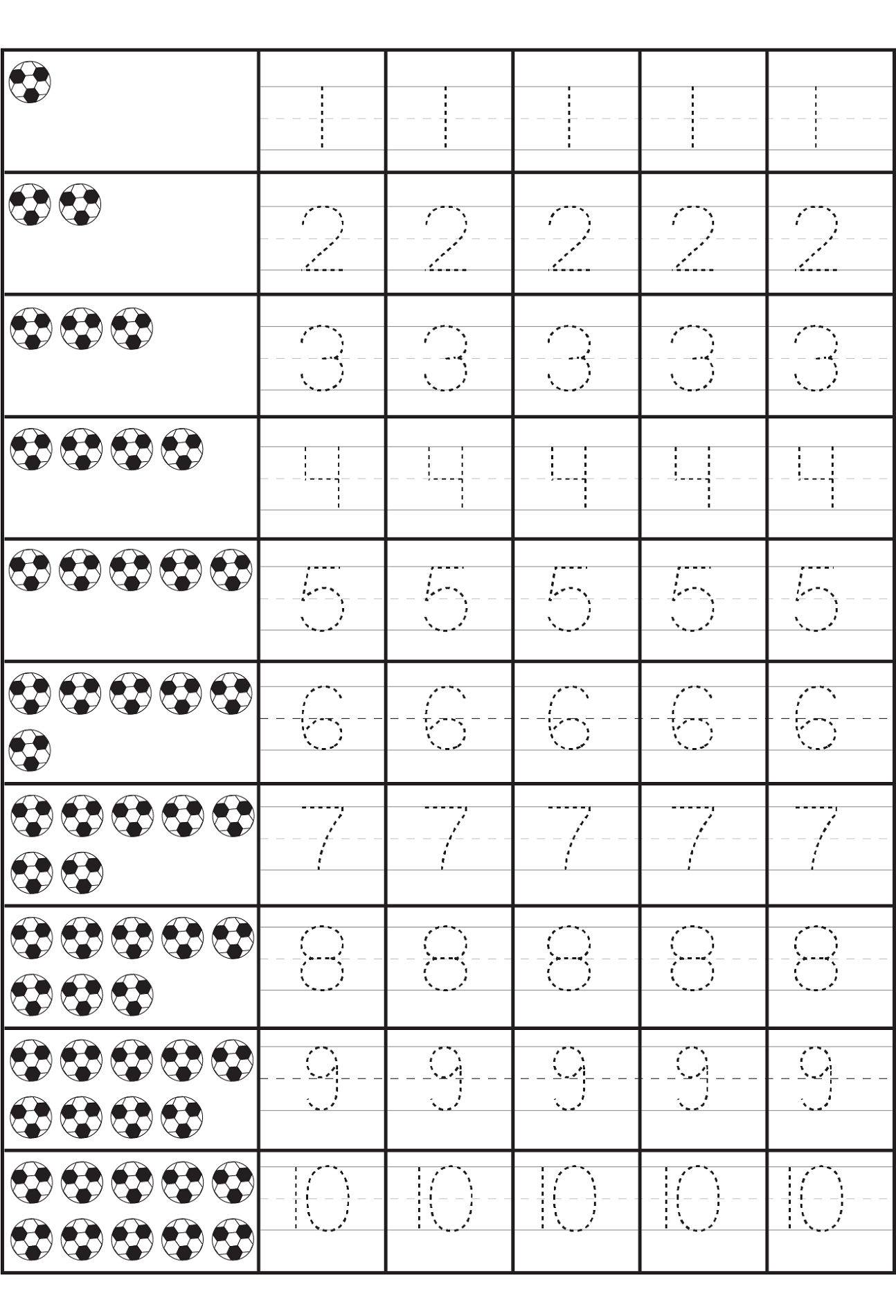 number practice sheet number 1-10