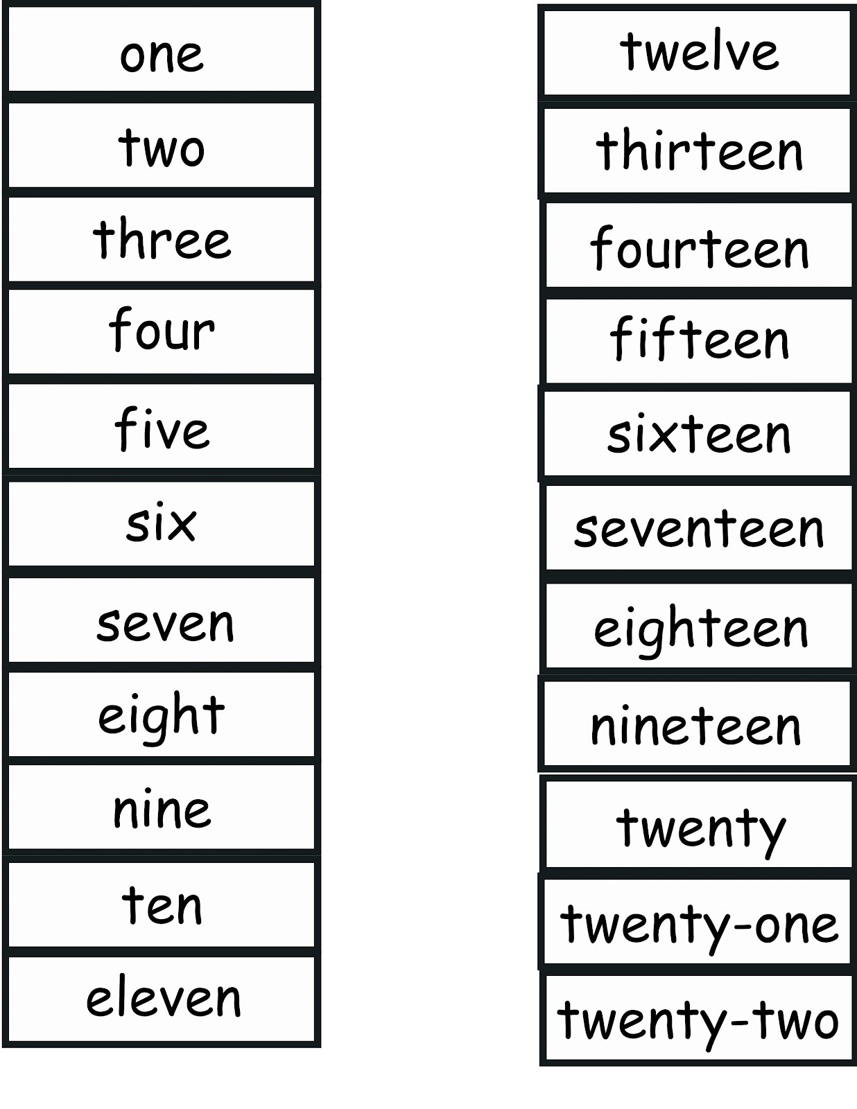 number words worksheet for school