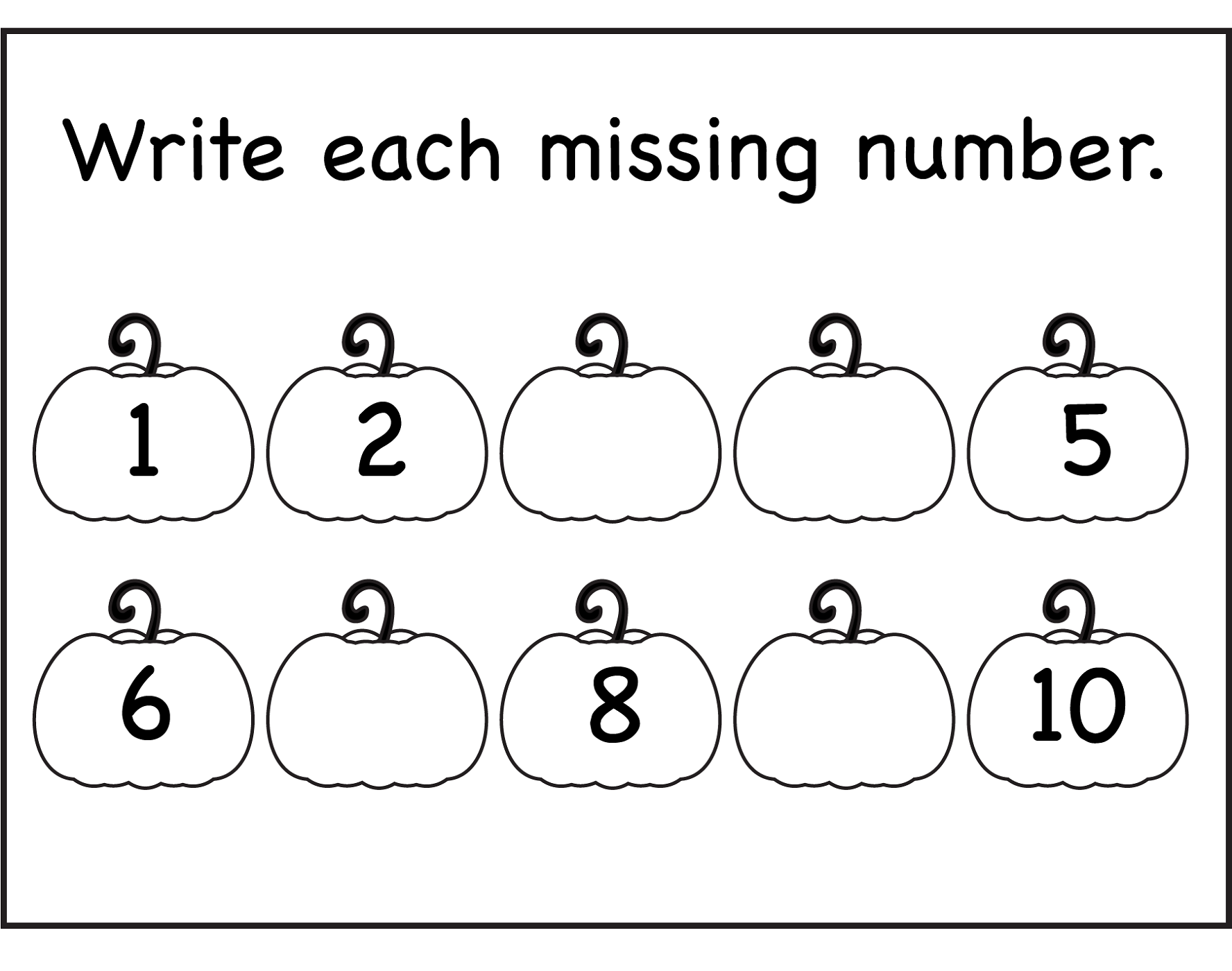 numbers 1-10 worksheets for kindergarten
