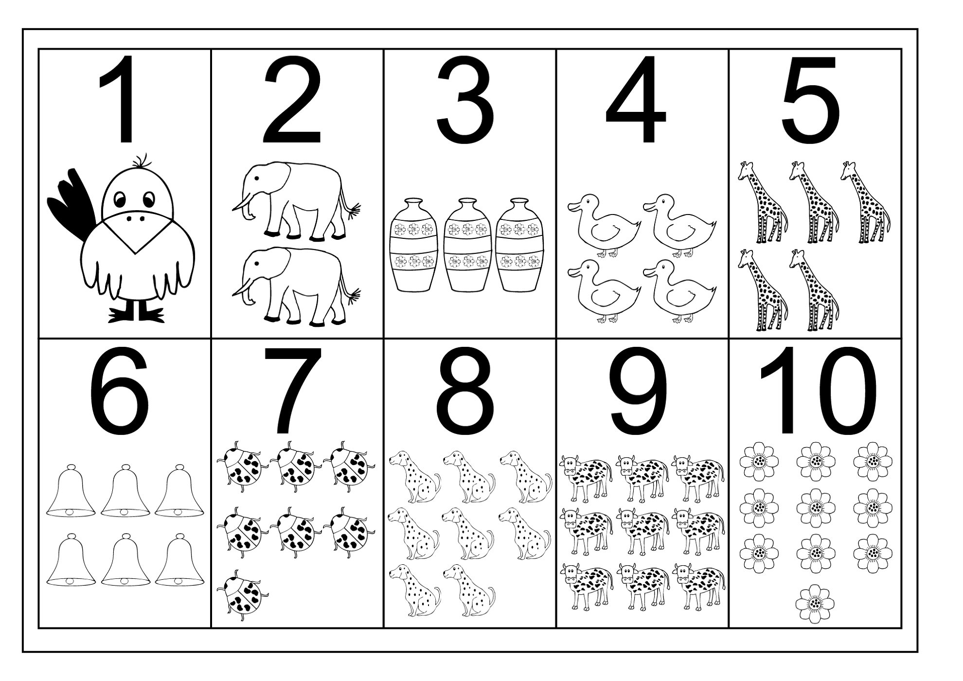 numbers 1-10 worksheets with pictures