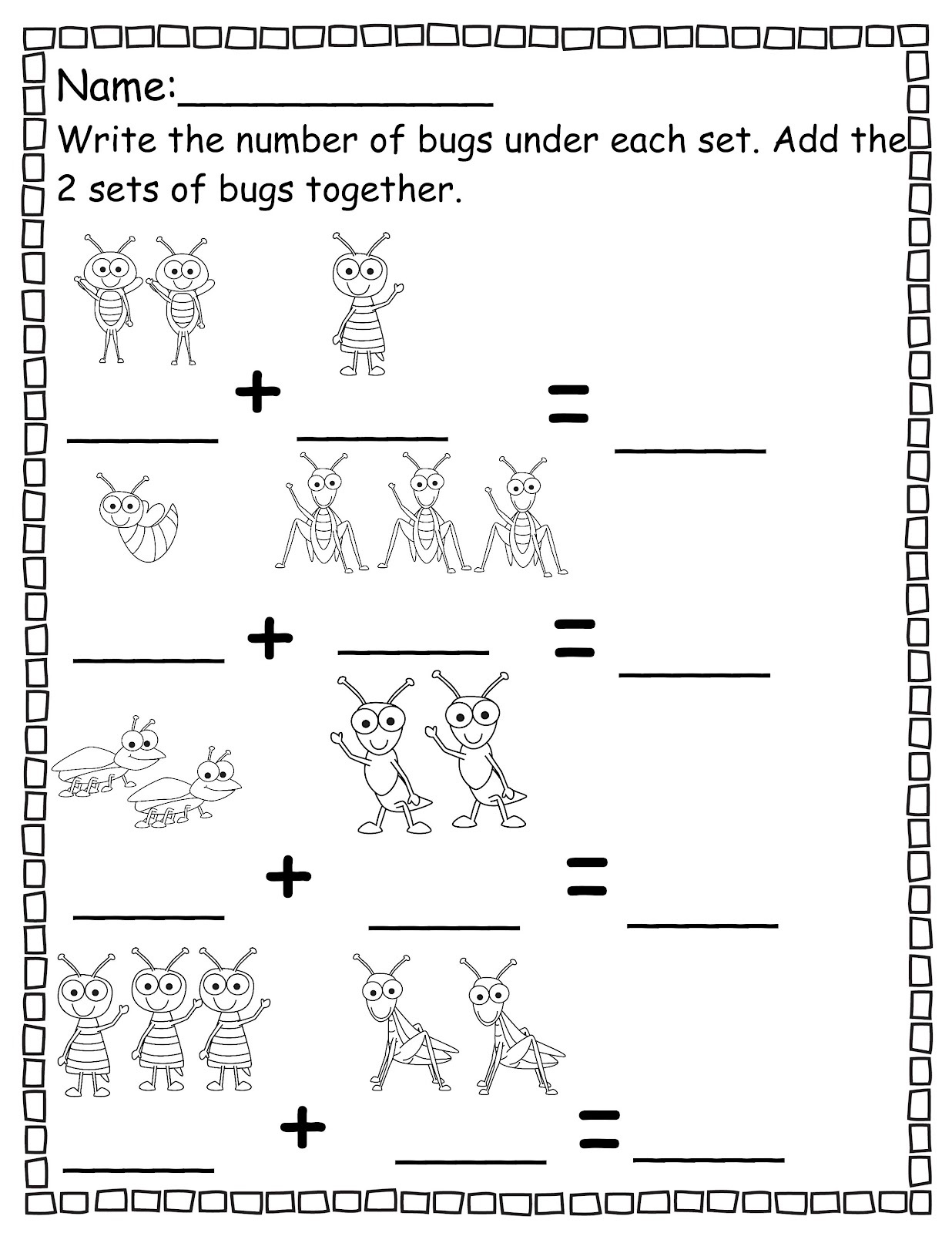 pre k worksheets numbers addition