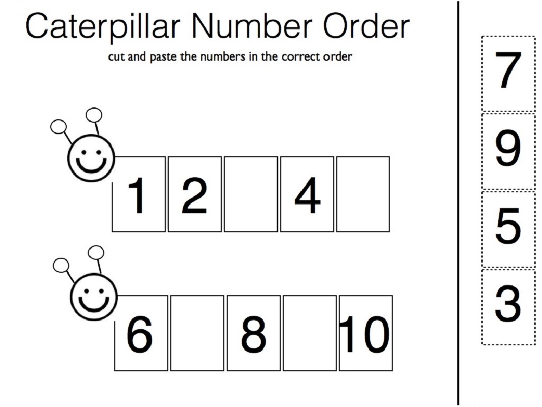 pre k worksheets numbers order