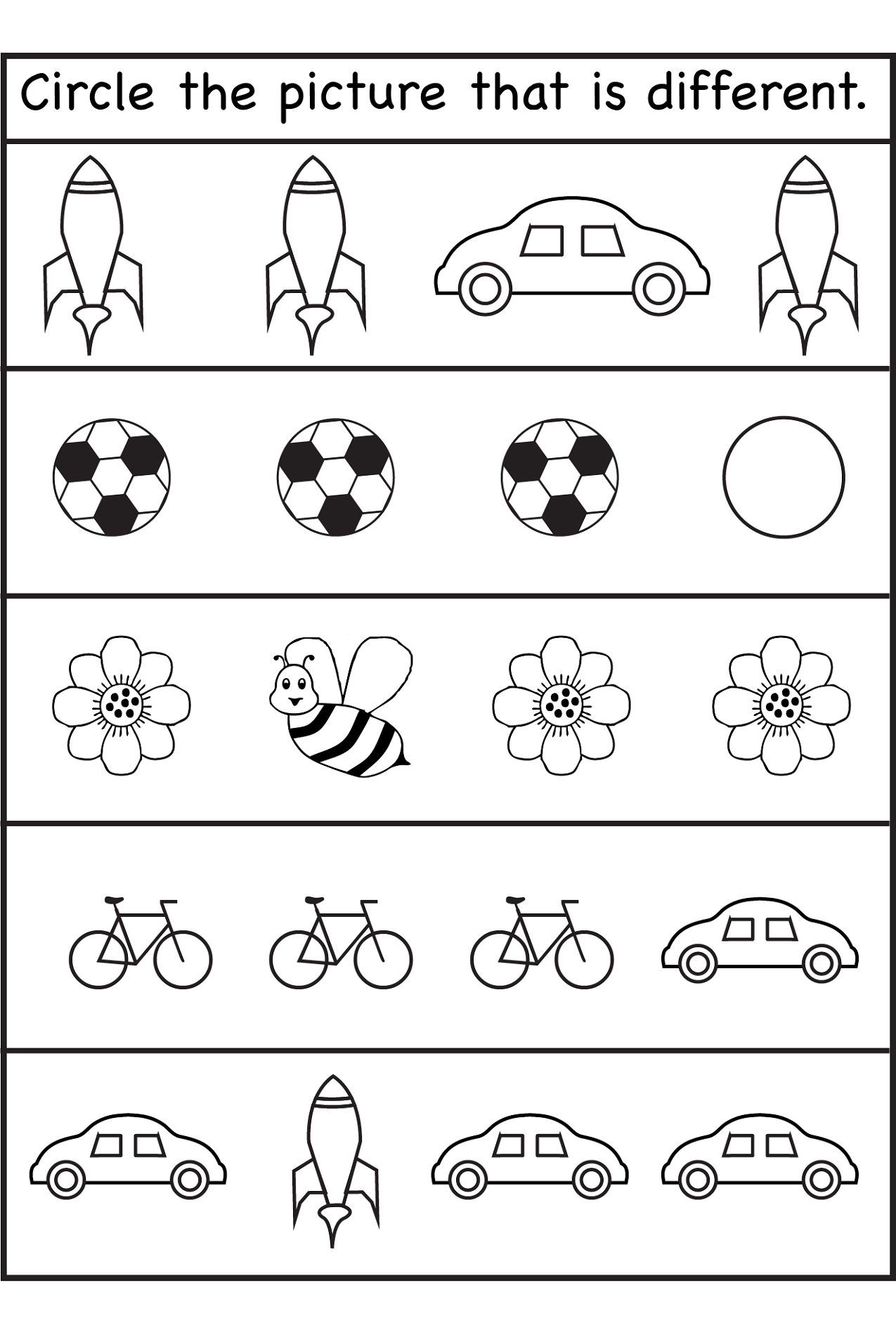 same different worksheets pictures