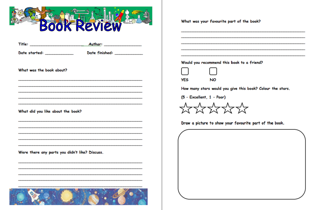 templates for kids book review