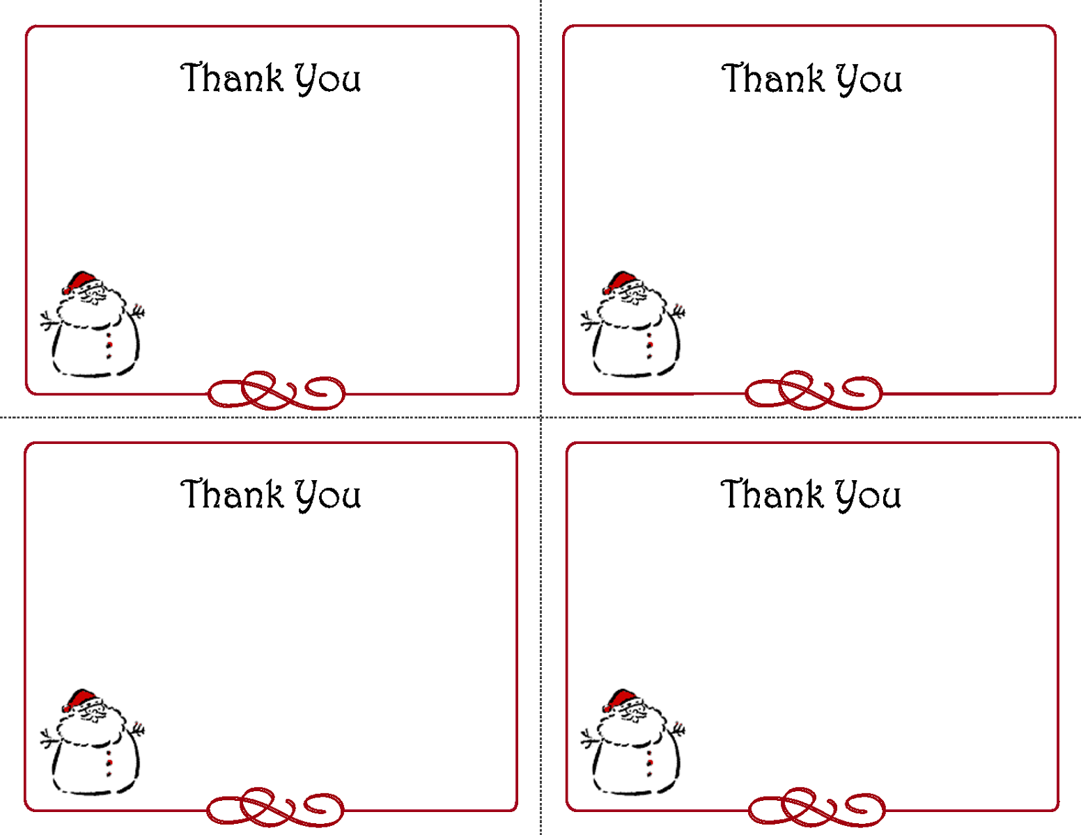 thank you note template christmas