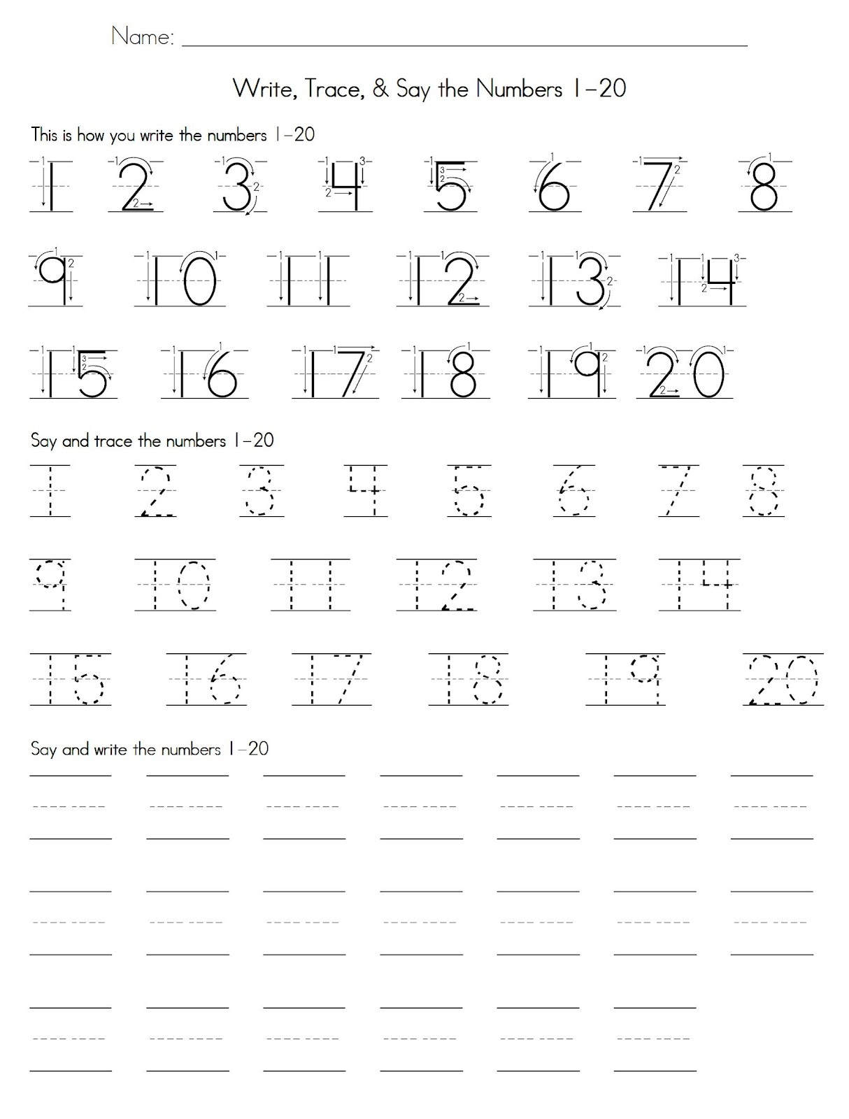 Tracing Numbers 1 20 Free Printables Printable Word Searches