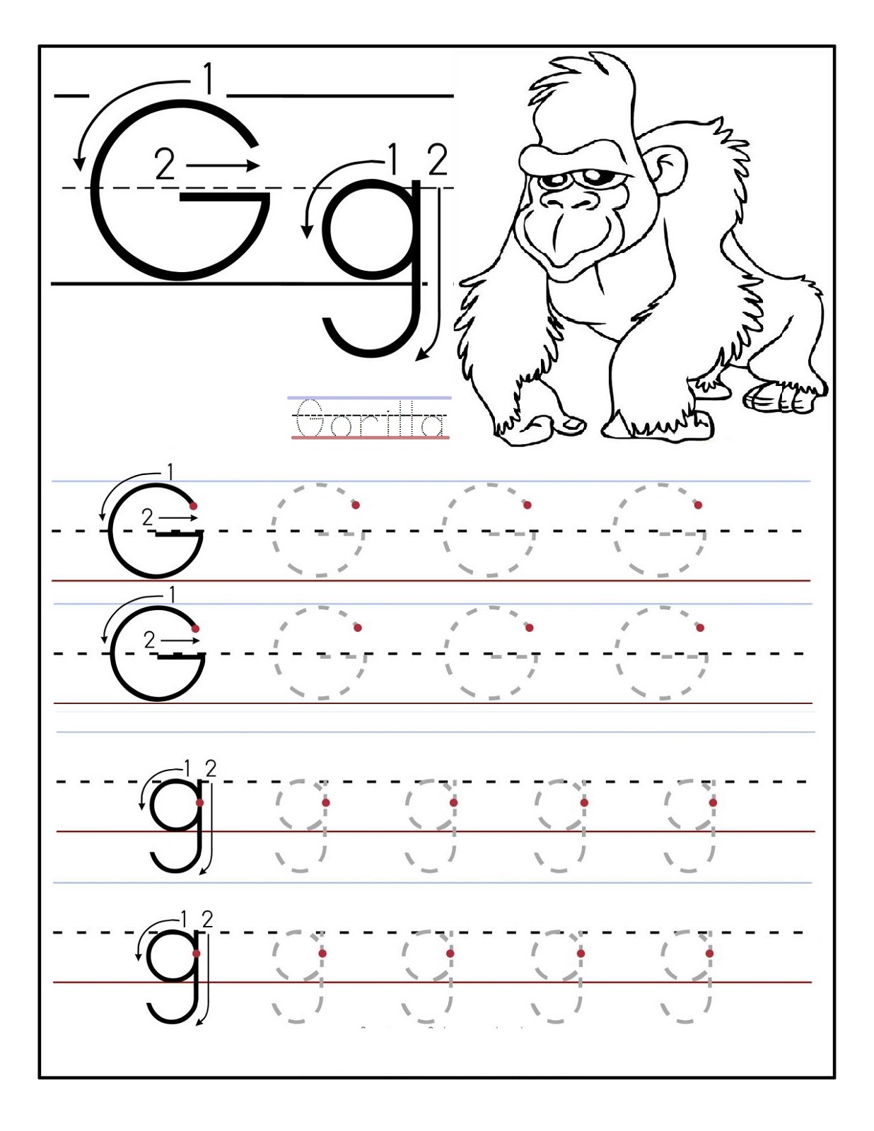 trace the letters gorilla