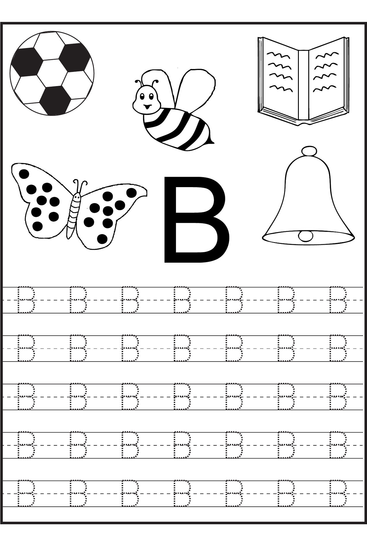 traceable letters worksheets letter B