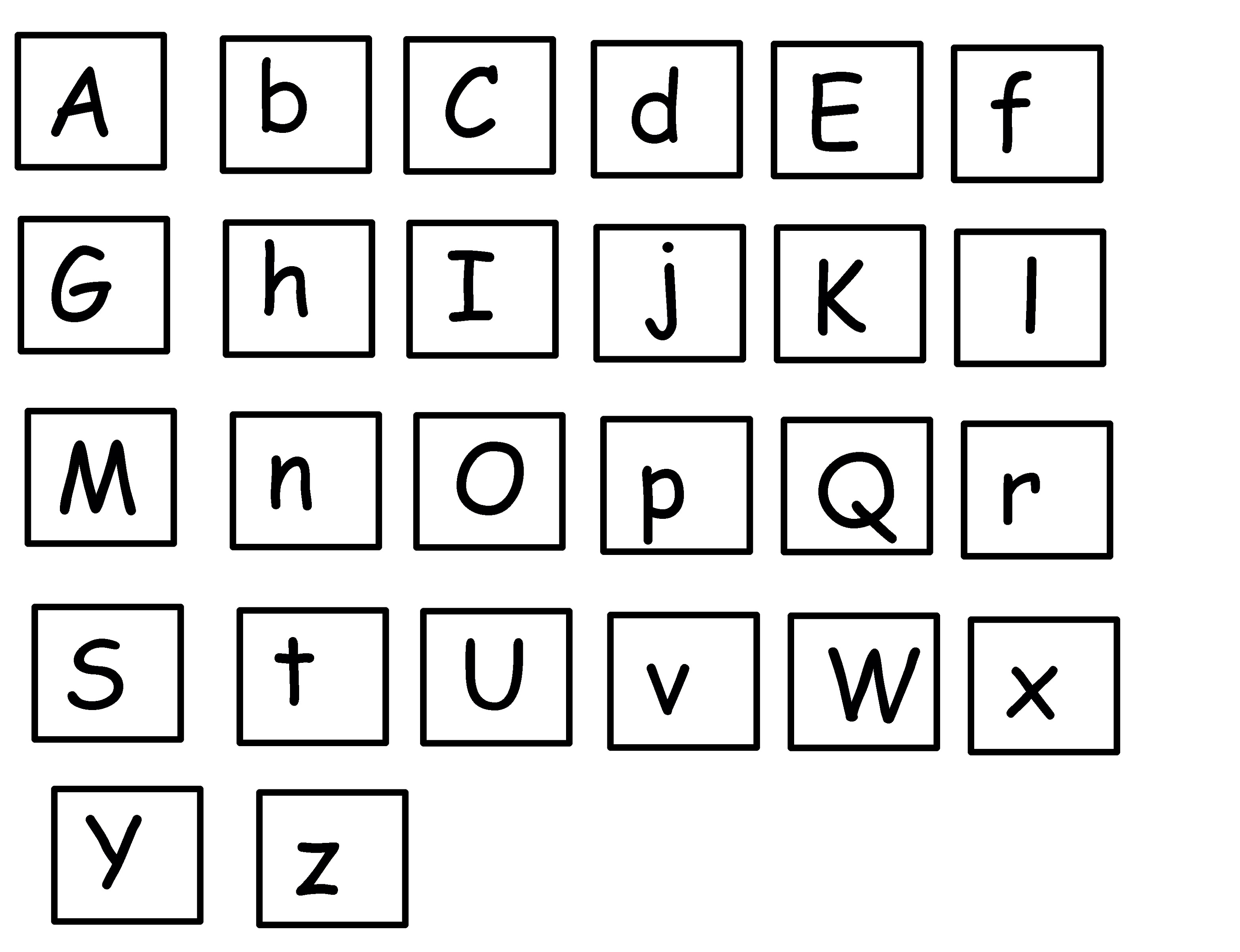 uppercase and lowercase letters A-Z