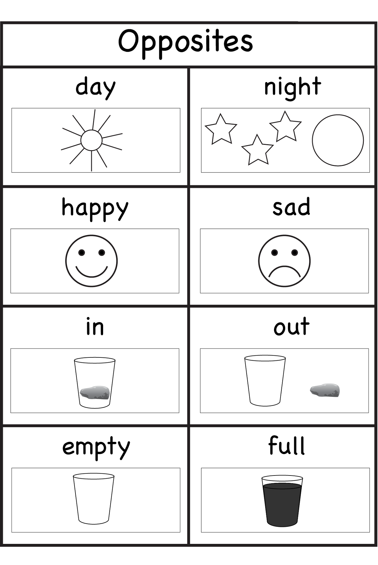 worksheets for 5 year olds opposite