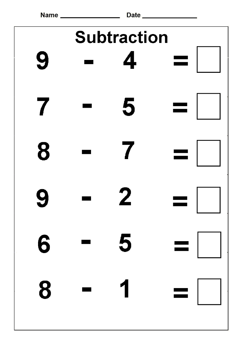 worksheets for fun subtraction