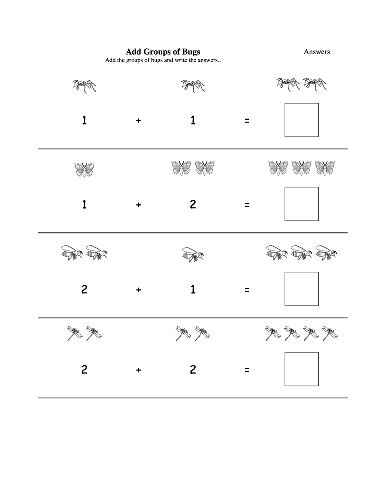 worksheets for three year olds addition