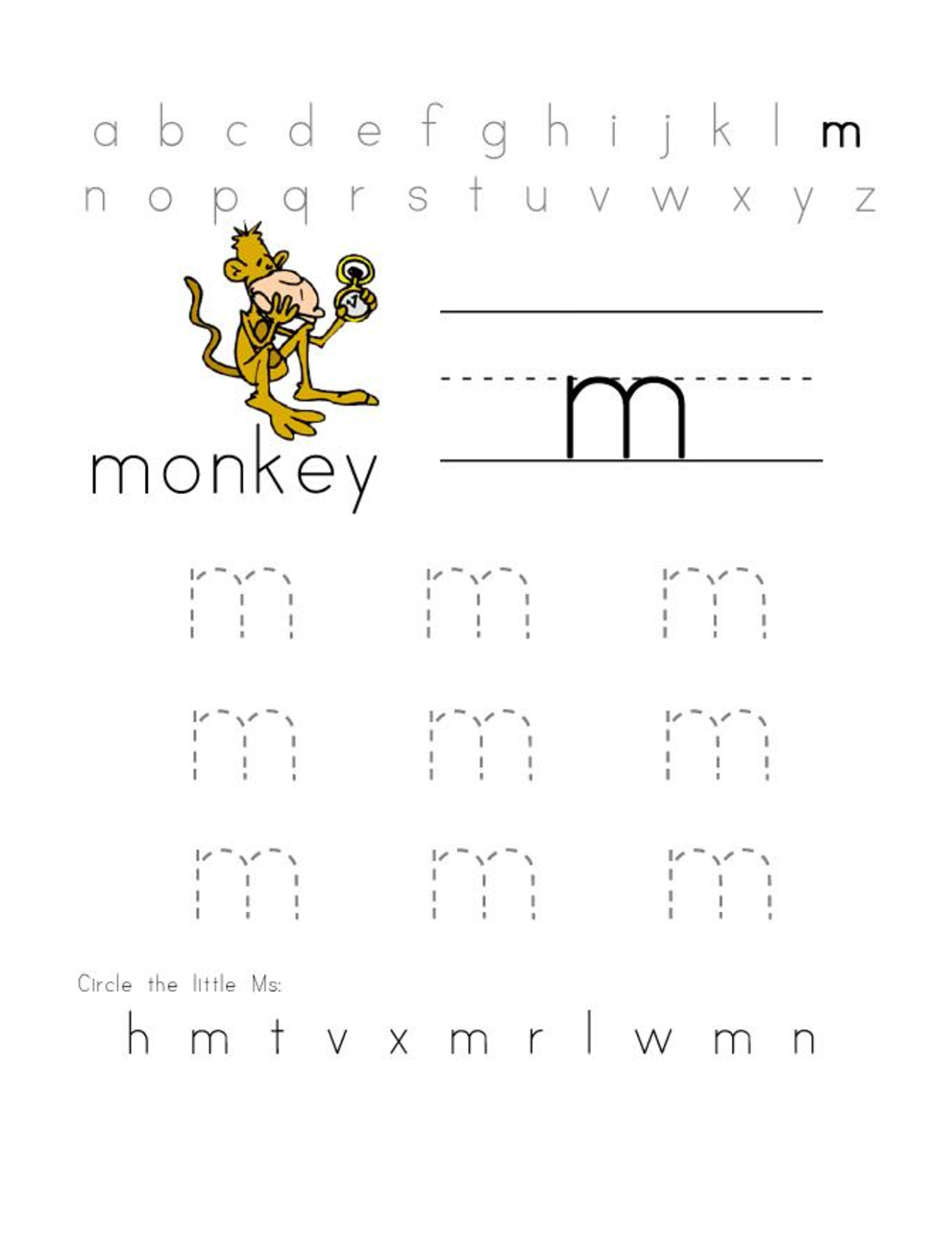 letter m worksheets for kids