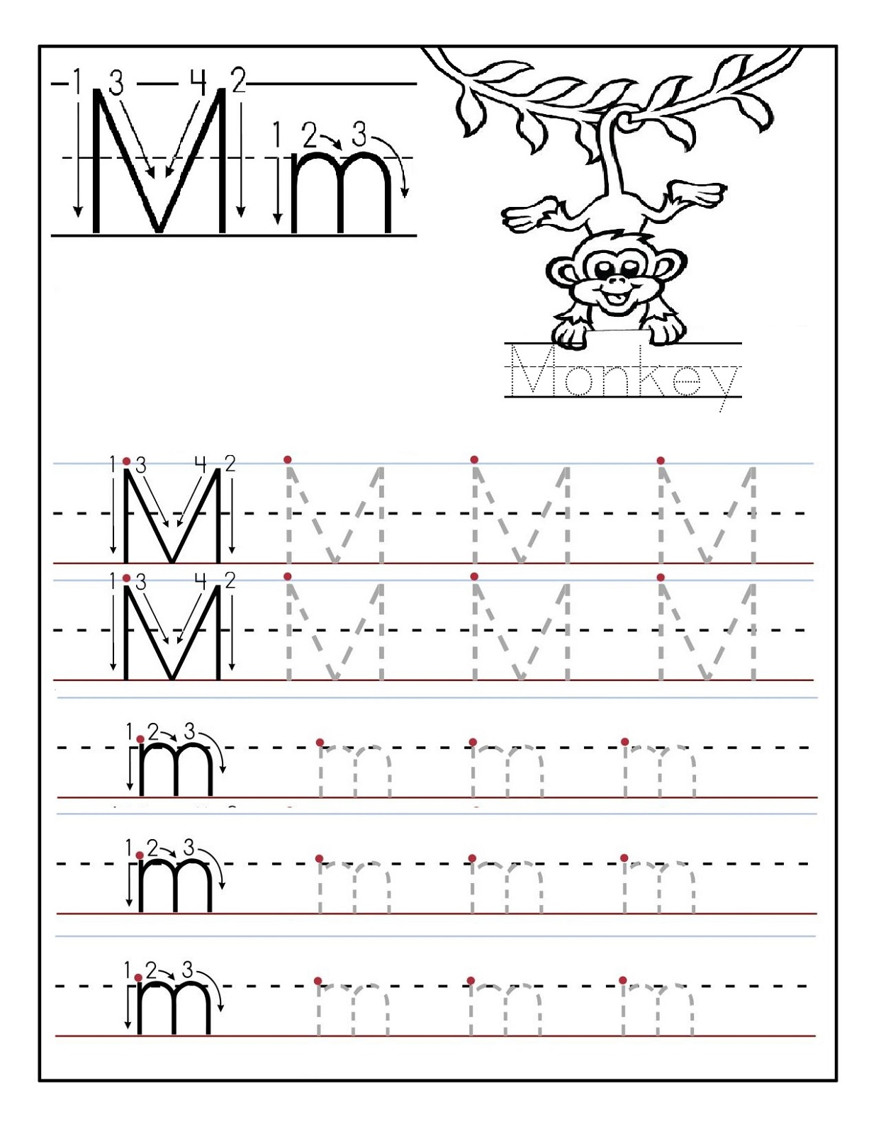 letter m worksheets for kindergarten