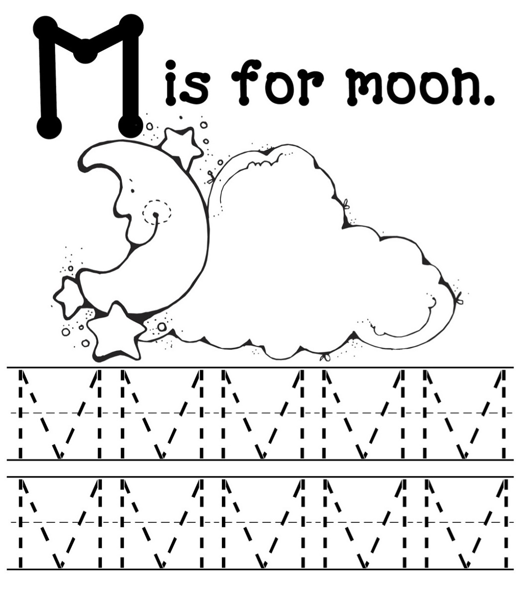 letter m worksheets moon