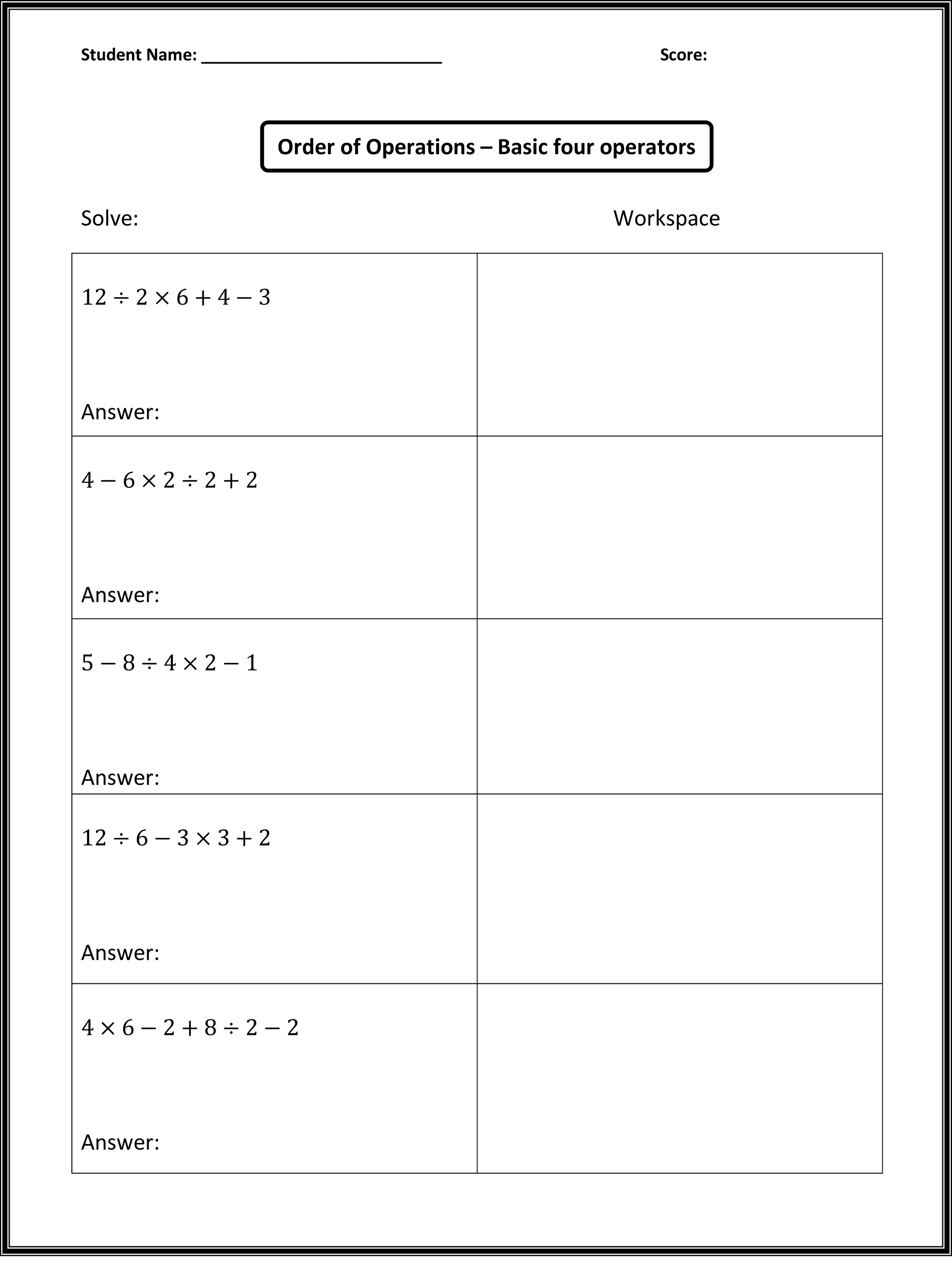 math worksheets images for practice