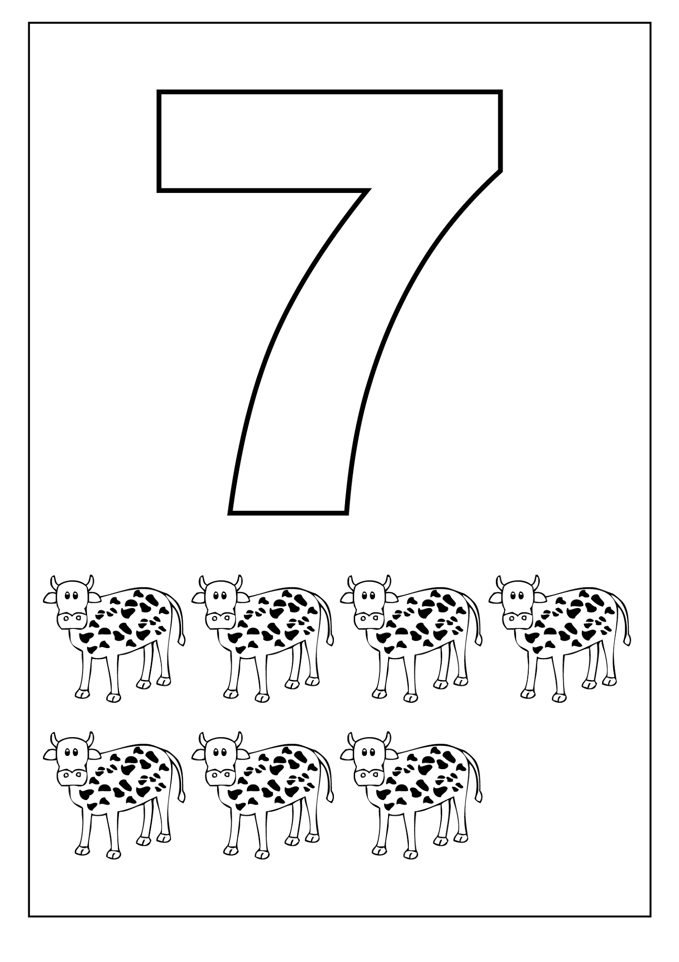 number 7 worksheet cows