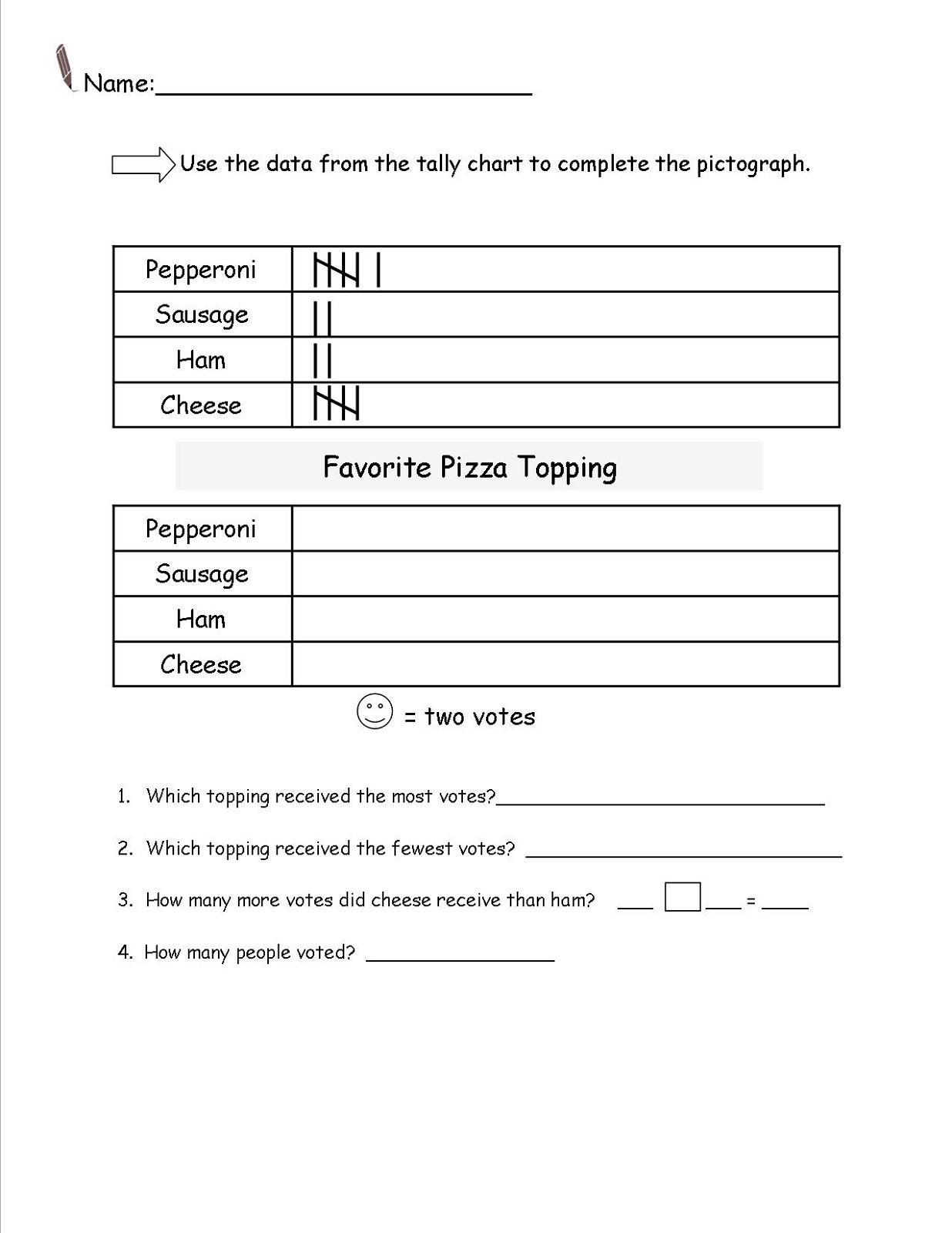 tally charts worksheet for kids