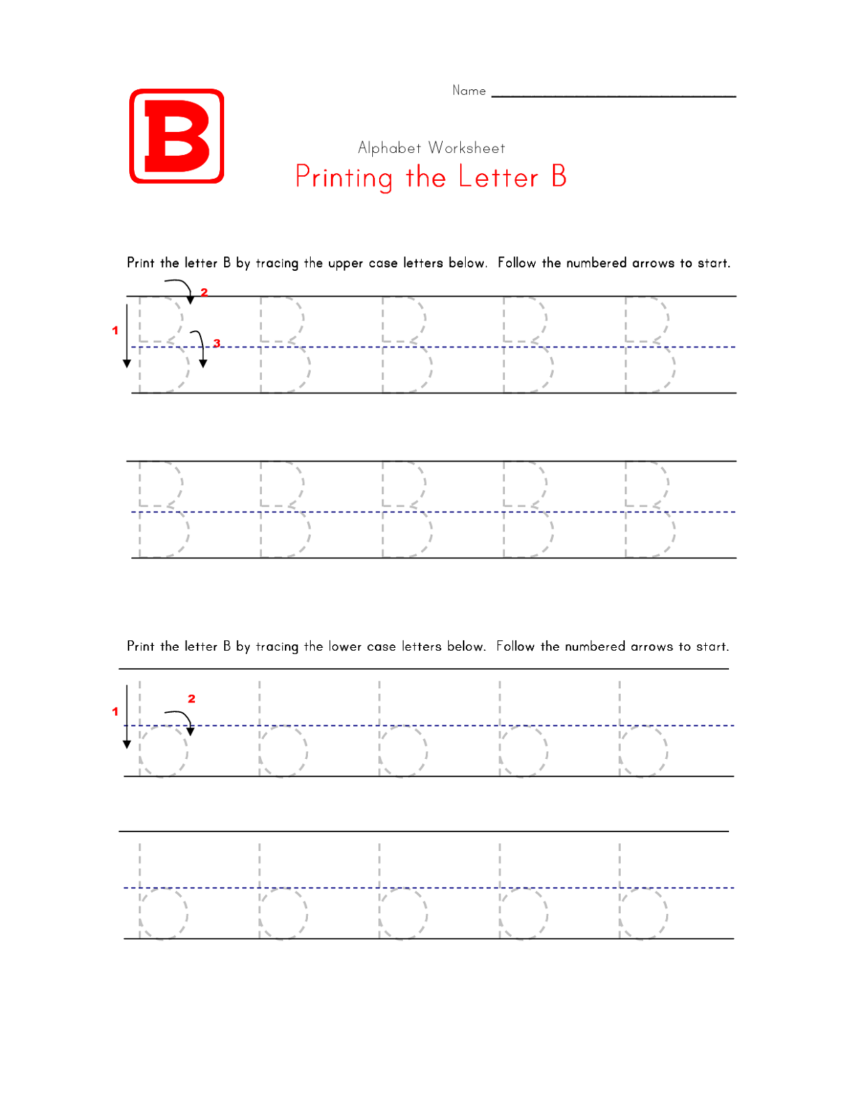 trace letter b bee worksheet
