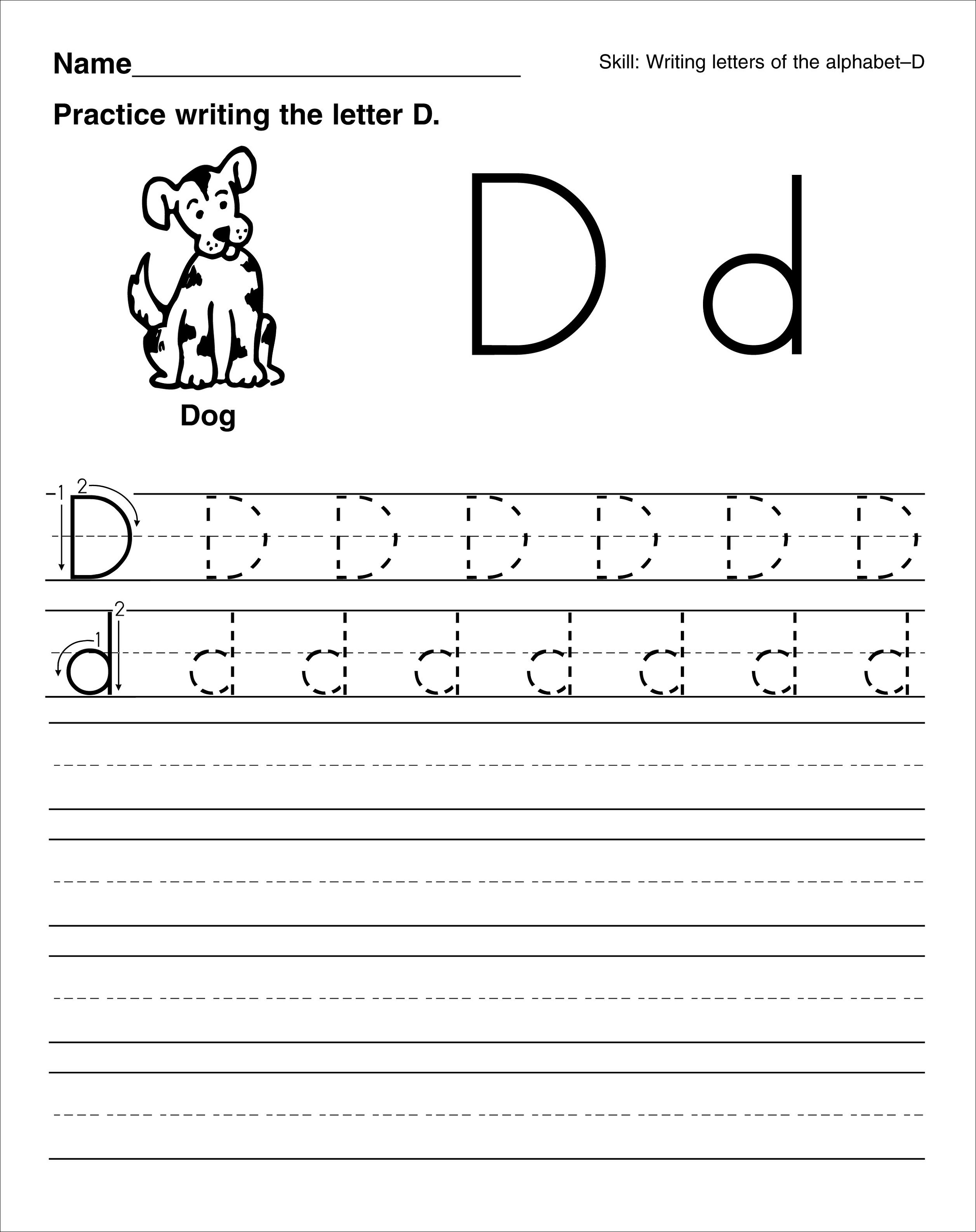 trace letter d for dog